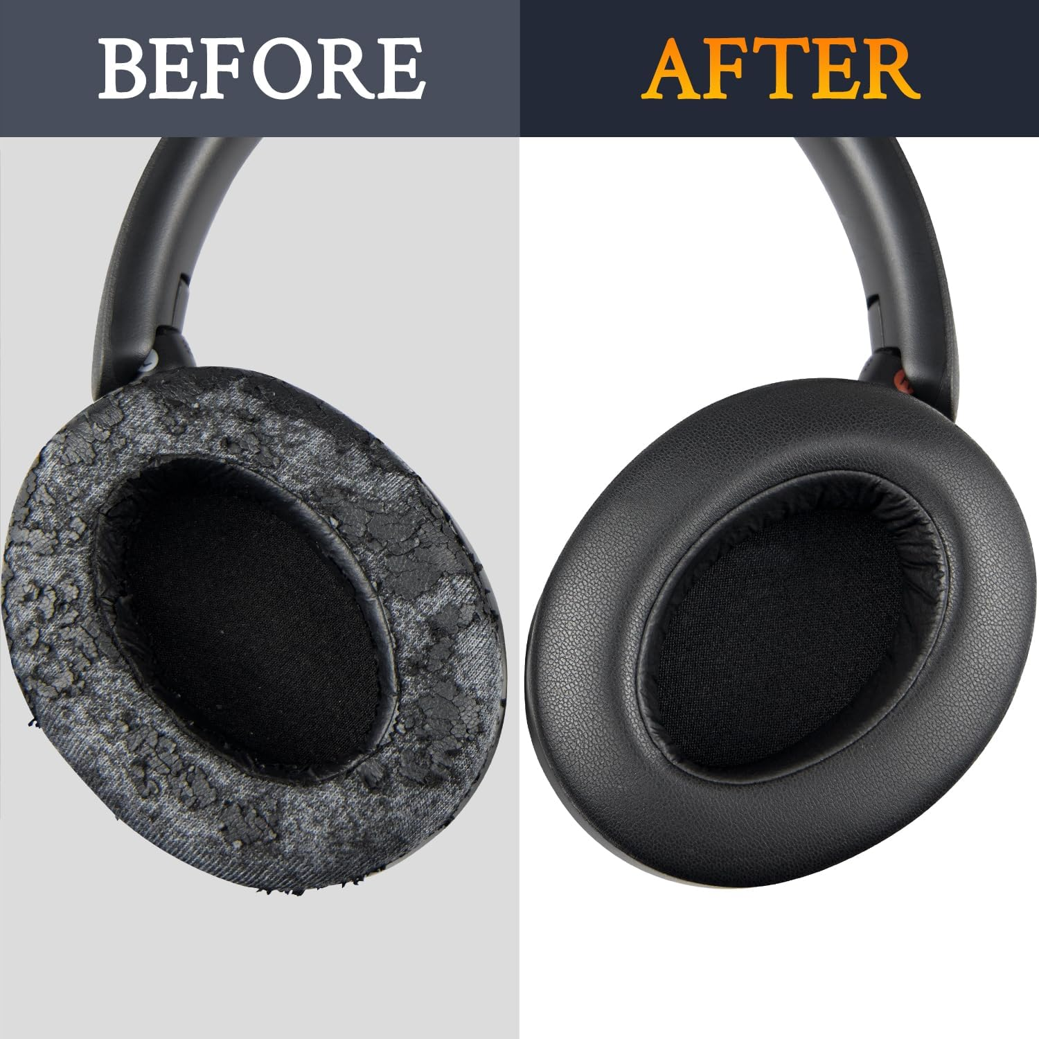 SOULWIT Earpads Cushions Replacement for Sony WH-XB910 XB910N Extra Bass Noise Cancelling Headphones, for Sony WHXB910N Wireless Bluetooth Headset, Ear Pads with Softer Protein Leather - Black image number 3