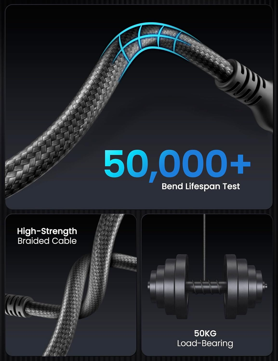 ZYRON 3M USB a to USB C Cable [2-Pack], Nylon Braided USB to USB C Cable, 3A Fast Charging USB C Cord, 480Mbps Data Sync for Android, Iphone 16/15, Galaxy S24, Pixel, Xiaomi, Switch (2, Grey, 3M) image number 5