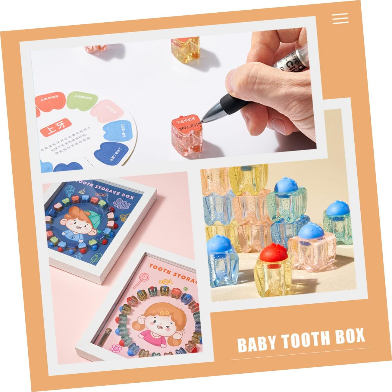 Baby Tooth Saver Keepsake Box Tooth Collection Holder for Kids White Frame Storage Case Suitable for Memory