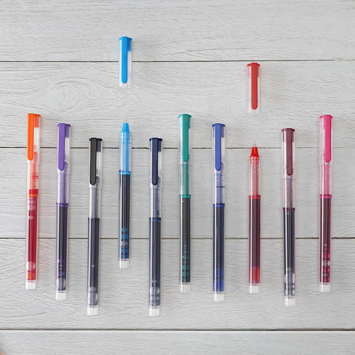 Drenubal 8 Pack Liquid Ink Pens - Multi-Colored Ink 0.5Mm Fine-Tip Rollerball Pens with Quick-Dry & Smooth Ink, Ideal for Writing, Journaling, and Note-Taking (School & Office Supplies) image number 1