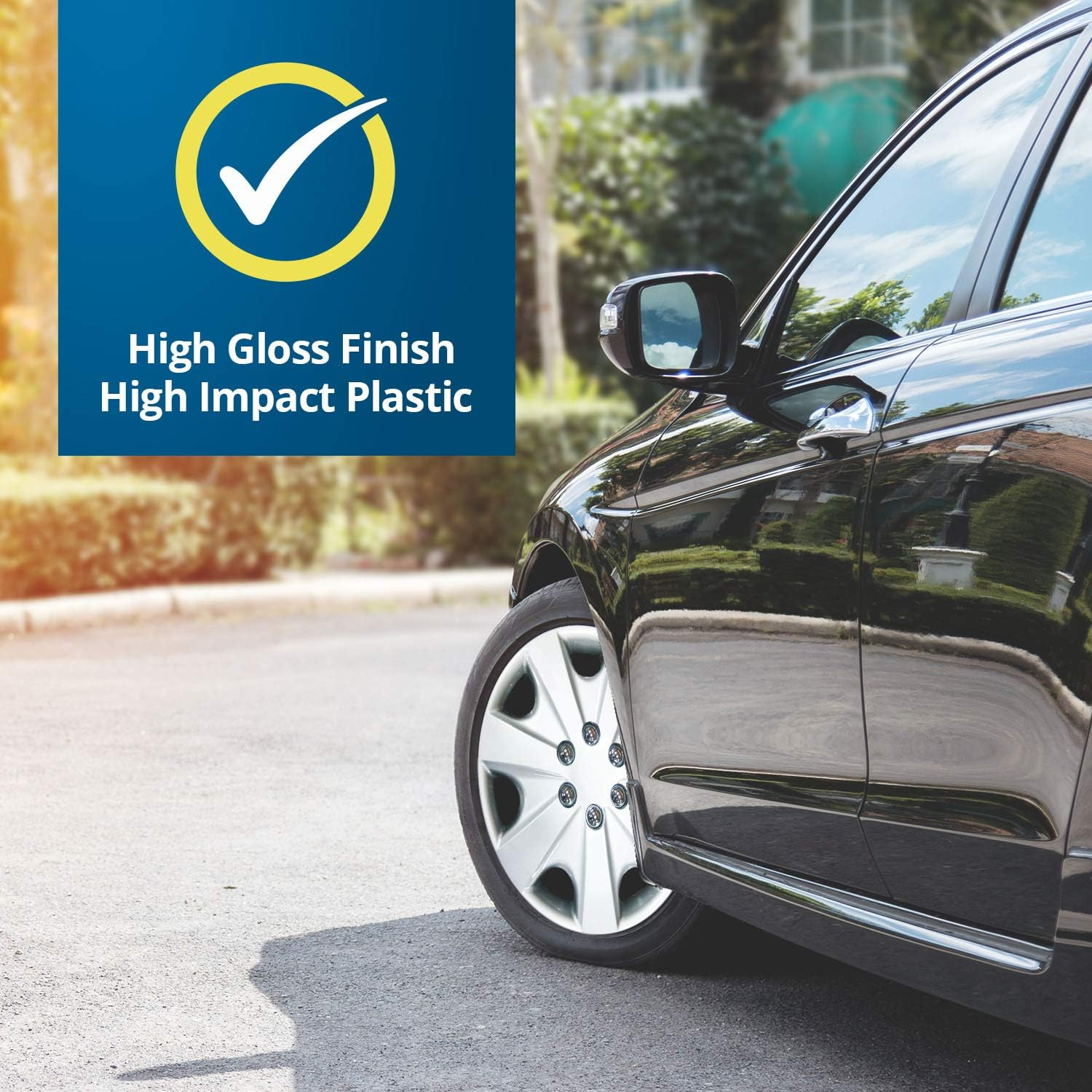 Simply SWT125 Omega Car Wheel Trims, High Impact Plastic Universal Fit Hub Caps 17 Inch, Silver, Set of Four image number 2