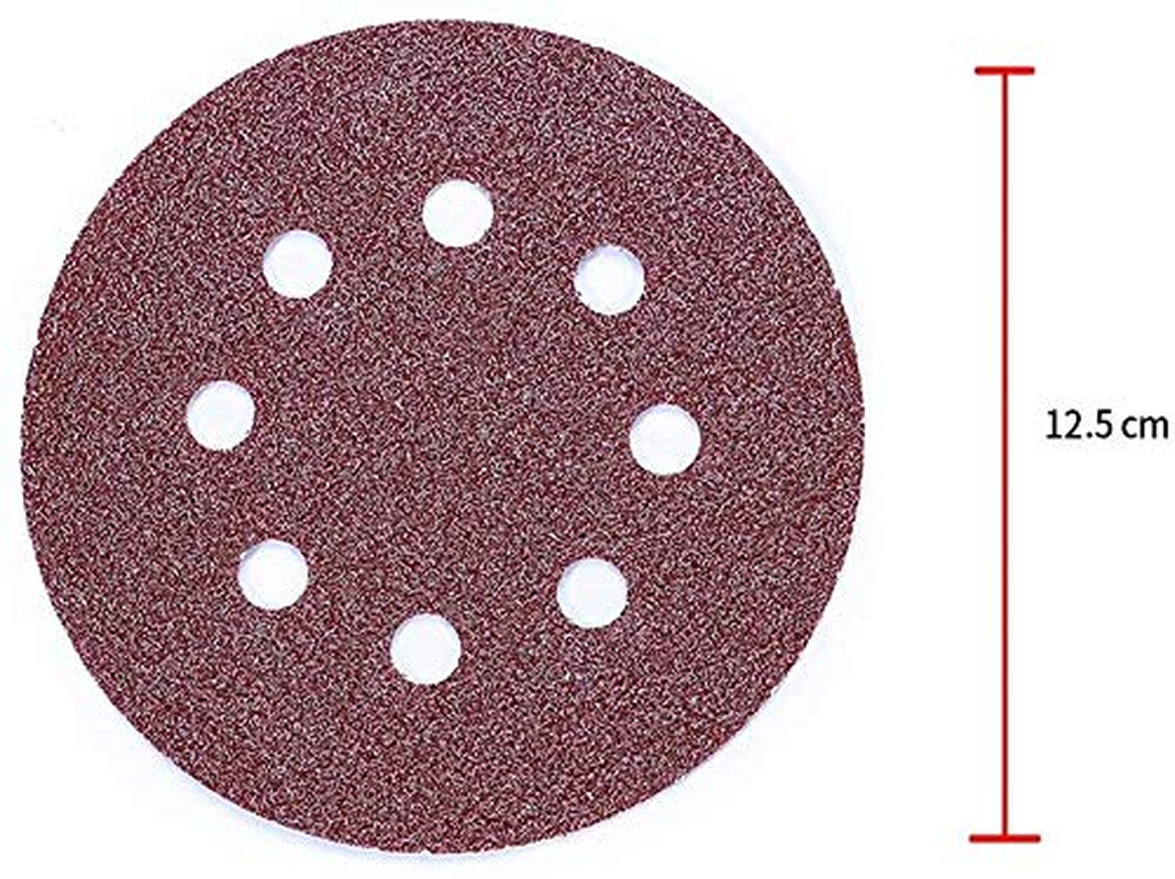 80Pcs Sanding Discs, Gyvazla Sanding Disc Pads 125Mm/5 Inch 8 Holes Hook and Loop 40/60/80/120/180/240/320/400 Sandpaper Assorted for Random Orbital Sander image number 2