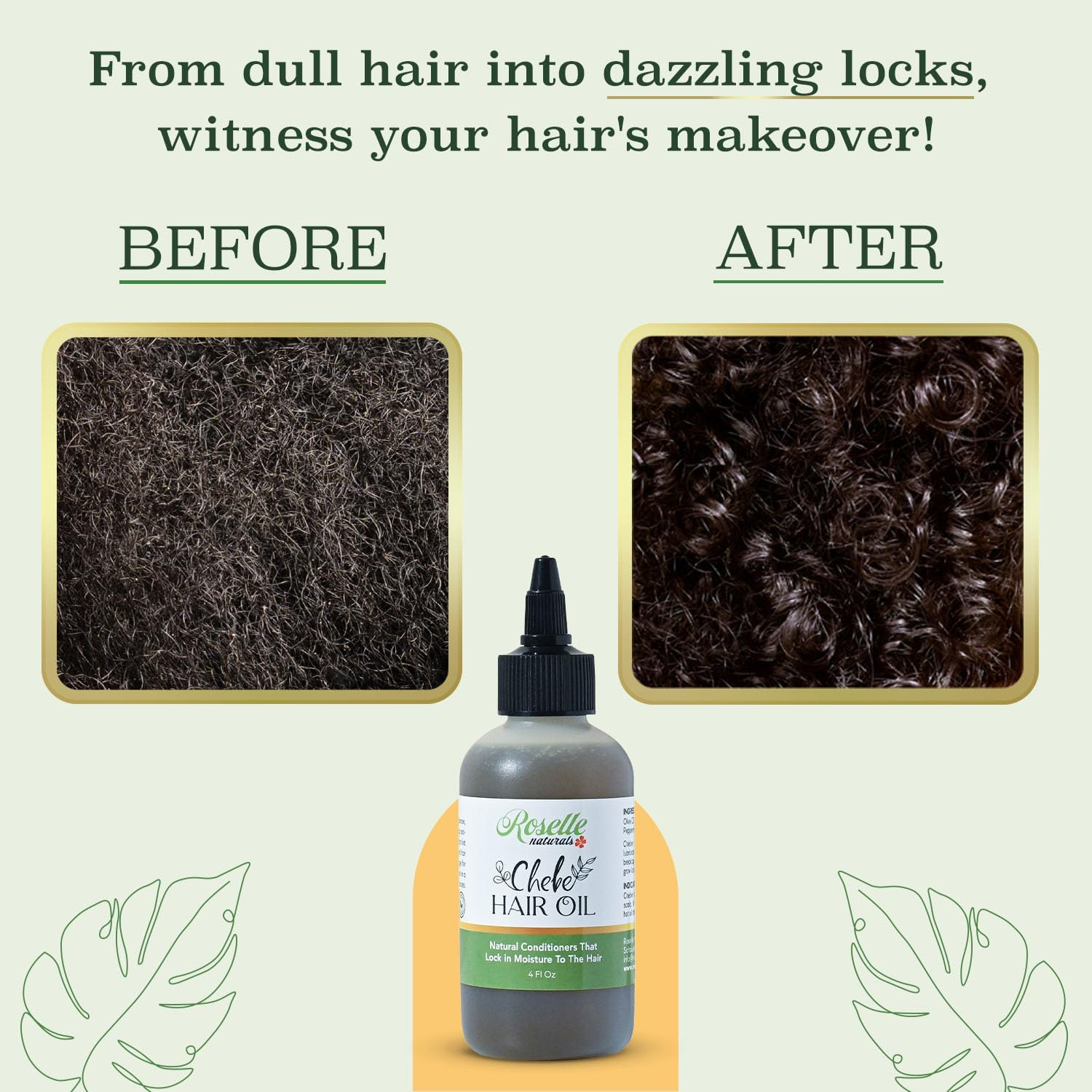 Roselle Naturals Chebe Oil for Hair Growth for Black Women, Chebe Oil Hair Growth Products Made in USA 4 Fl Oz - Chebe Powder Chebe Hair Grease for Stronger, Longer, Thicker Hair. image number 1