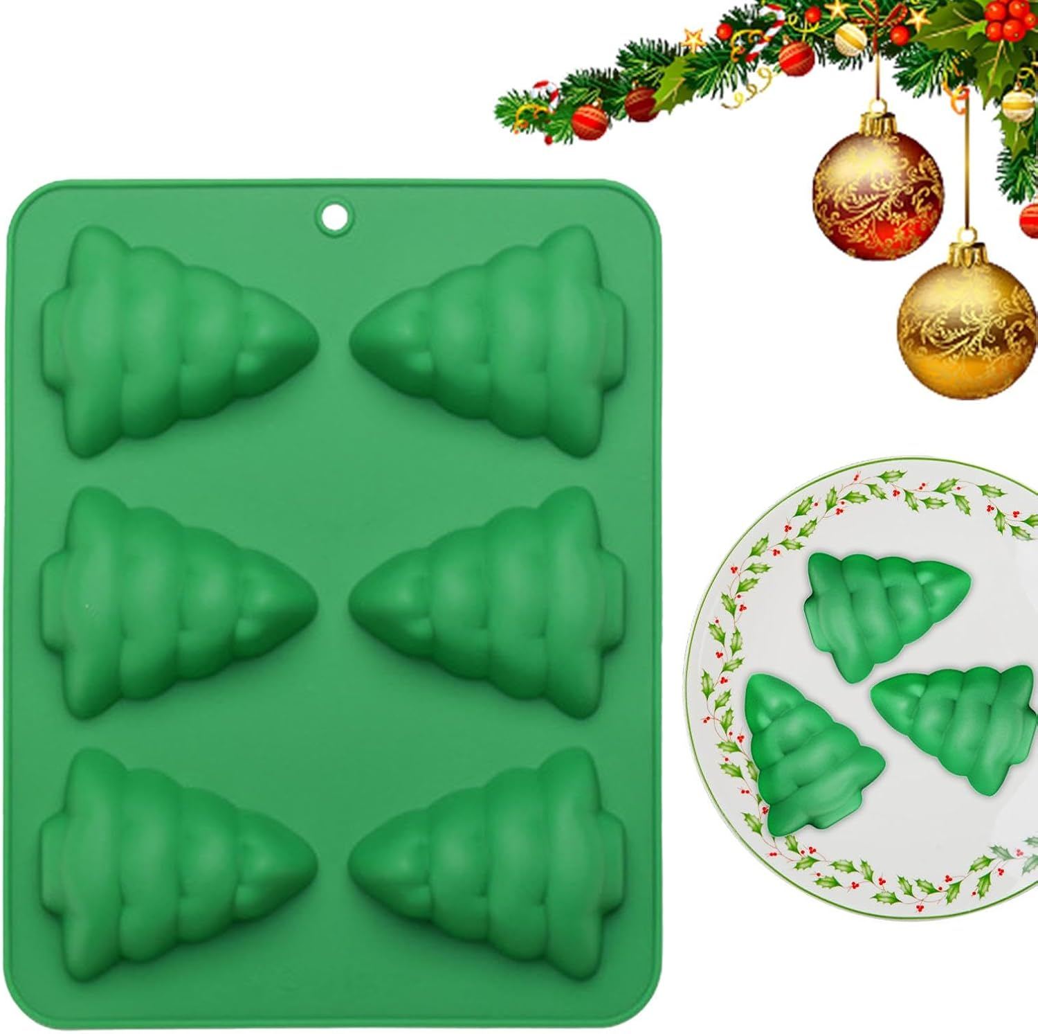 Christmas Chocolate Molds, Silicone Cake Mold, 6-Cavity Chocolate Molds, Silicone Molds, Jelly Pudding Molds, Holiday Baking Mould, Festive Dessert Molds, Flexible Chocolate Molds, image number 2