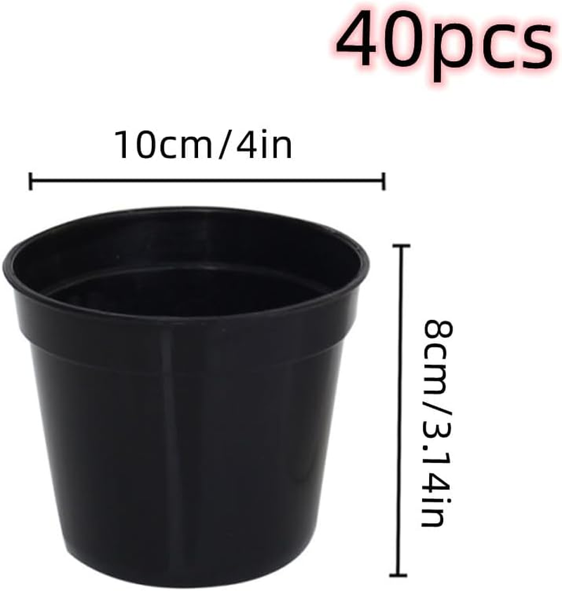 40 Pcs Packs Nursery Pots, 4 Inches Thickened Plastic Planting Pot, Seed Starting Pot F or Flower Seedling, Succulents, Cuttings,Transplanting image number 3