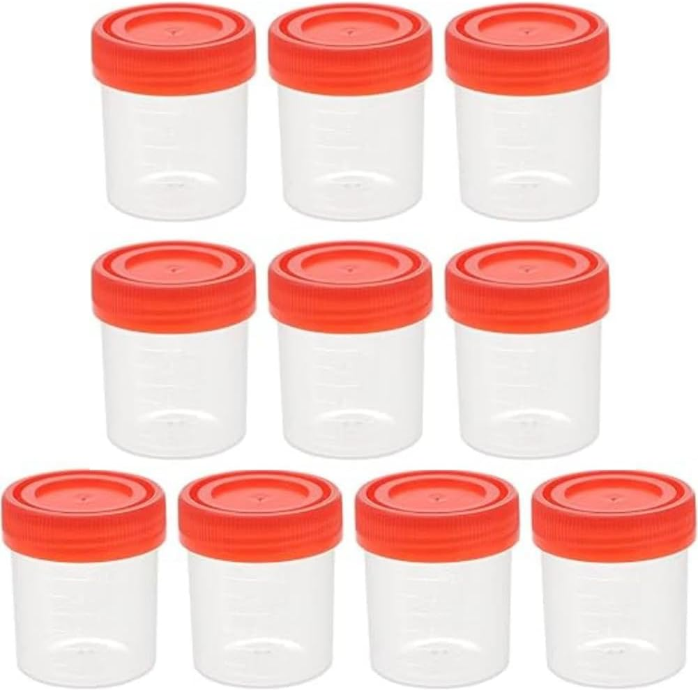 Sterile Specimen Cups 10Pcs Specimen Collection Cups Urine Cups Pregnancy Test Cups Sample Containers with Lid for Laboratory 120Ml image number 1