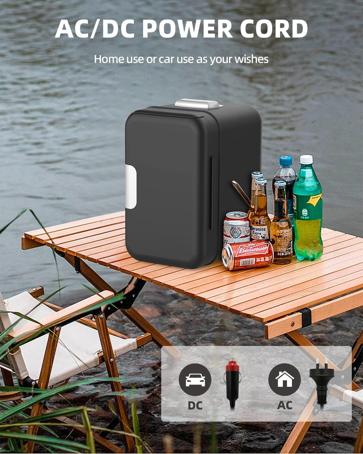 4L Portable Mini Fridge Compact Personal Fridge Car Refrigerator, Black image number 6