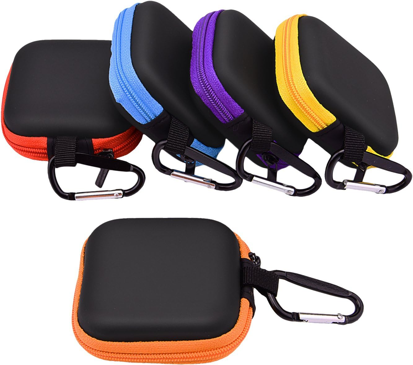 Sunmns 5 Pieces in Ear Bud Earphone Headset Headphone Case Mini Storage Carrying Pouch Bag with Carabiners image number 1