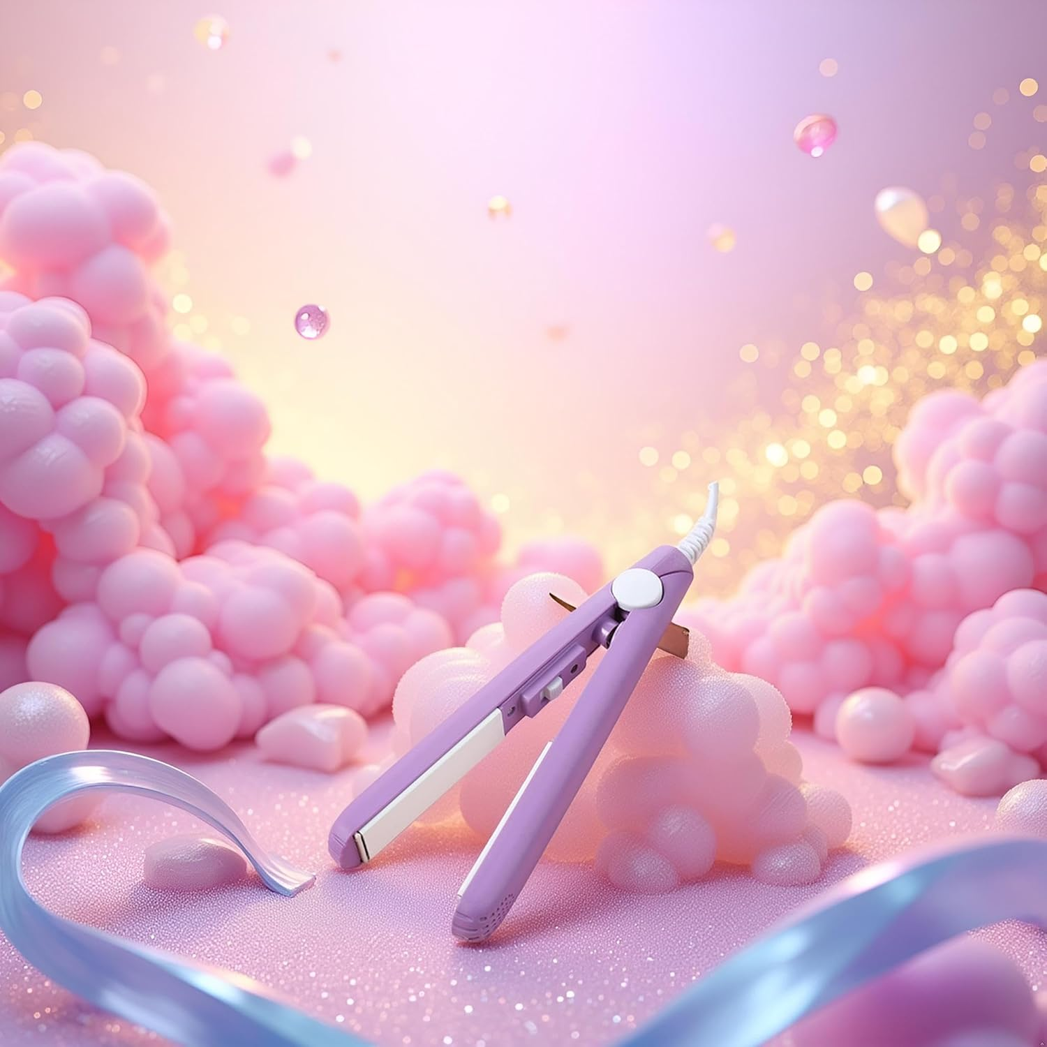 Purple Werdeny Mini Ceramic Hair Curler & Straightener, 2-In-1 Curling Iron with 1/2 Inch Barrel for Short and Fine Hair Candy Bar Clip image number 5