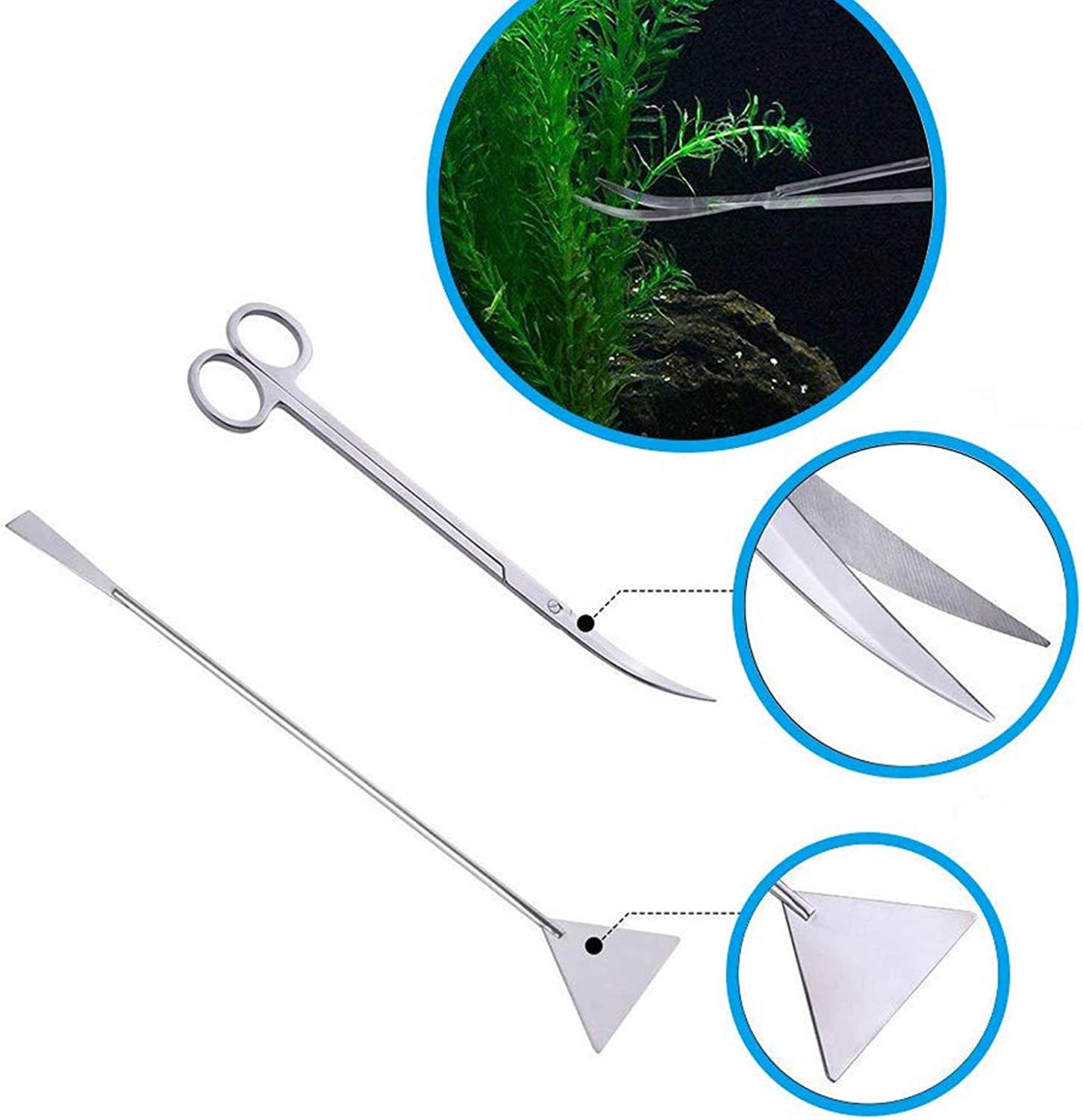 Jeeco Aquarium Scissor Tweezers Spatula Tool - 4 in 1 Stainless Steel Aquatic Plants Aquascaping Tools Set for Fish Starter Kits & Aquariums Tank image number 1
