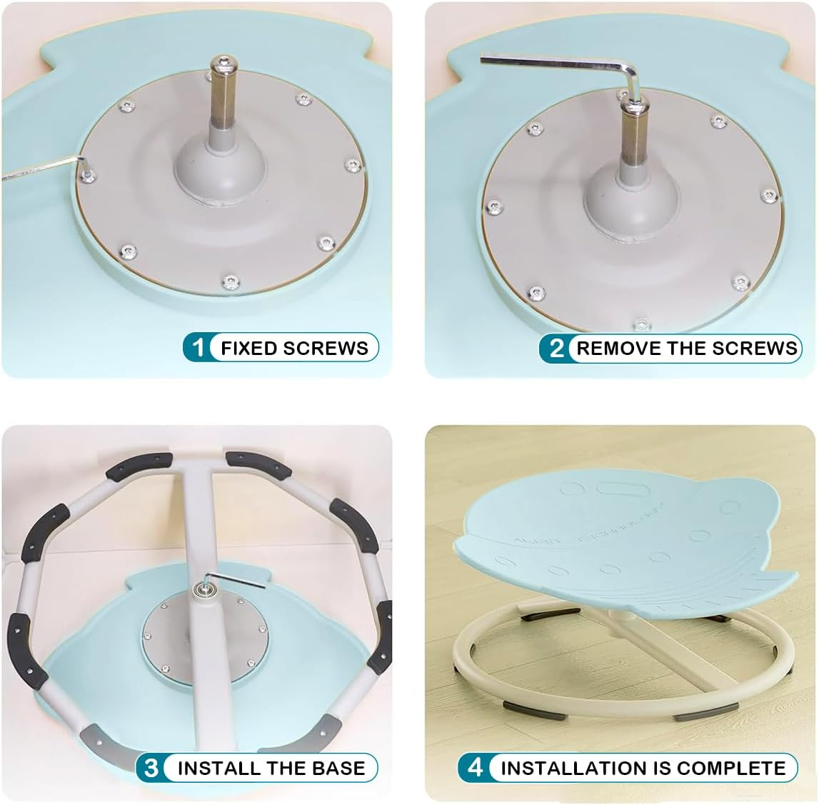 Sensory Swivel Chair - Spinning Seat for Kids with Autism,Training Body Coordination Toys for Toddlers(Blue) - Green image number 3