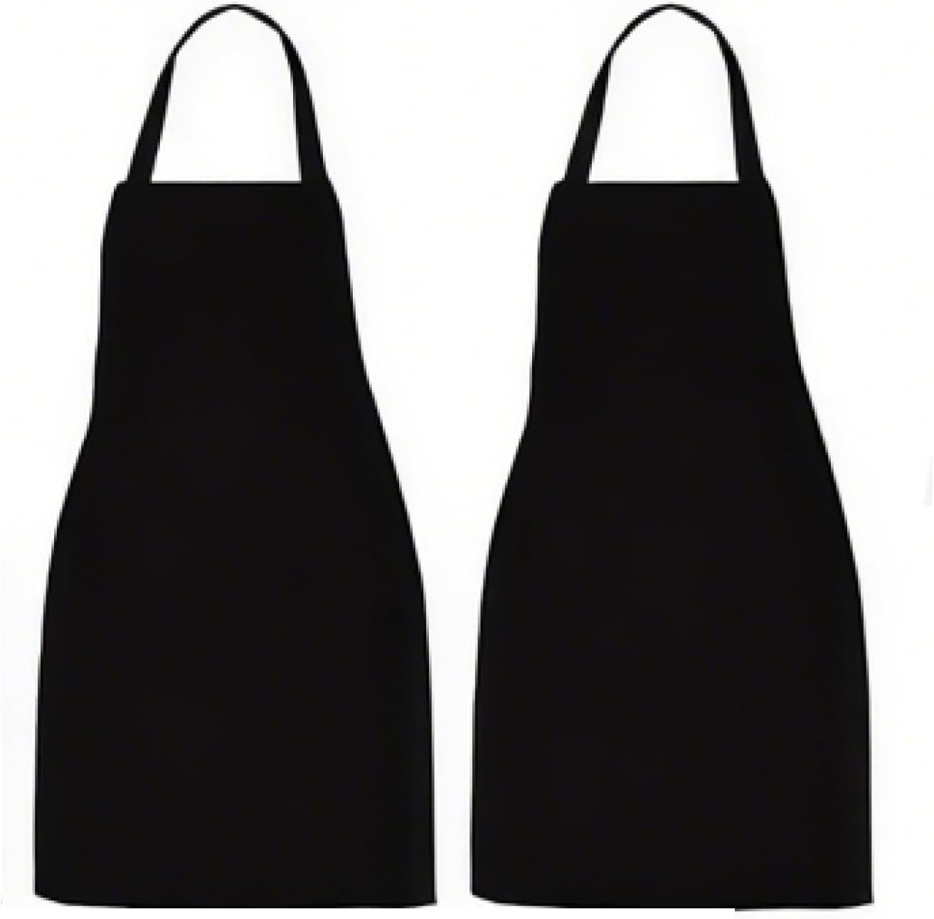 Fortuneglobe ​Waterproof Bib Apron with Pockets & Dual Shoulder Straps - 2 Pack Heavy Duty Polyester for Kitchen, Restaurant, Baking, Gardening - Black​​ image number 5