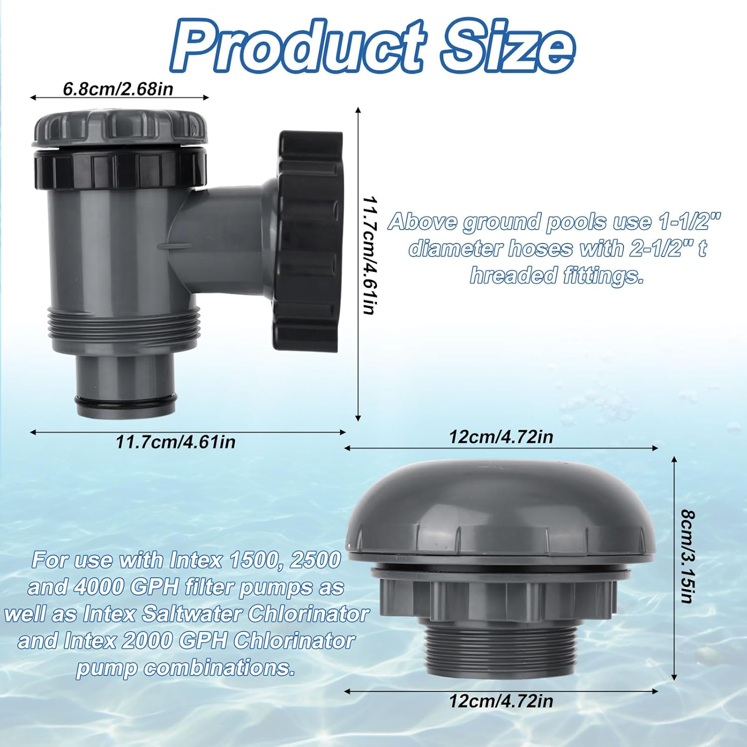 On/Off Plunger Valve with Strainer for P6H1317, On/Off Plunger Valve Easy Adjustment Replacement Parts for Above-Ground Pool Filter Pump Compatible with Intex Coleman Hnemix image number 5