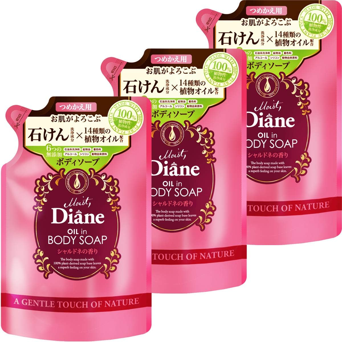 DX (Deluxe) Moist Diane DX Body Soap, Chardonnay Refill, 13.5 Fl Oz (400 Ml) X 3 Packs image number 6
