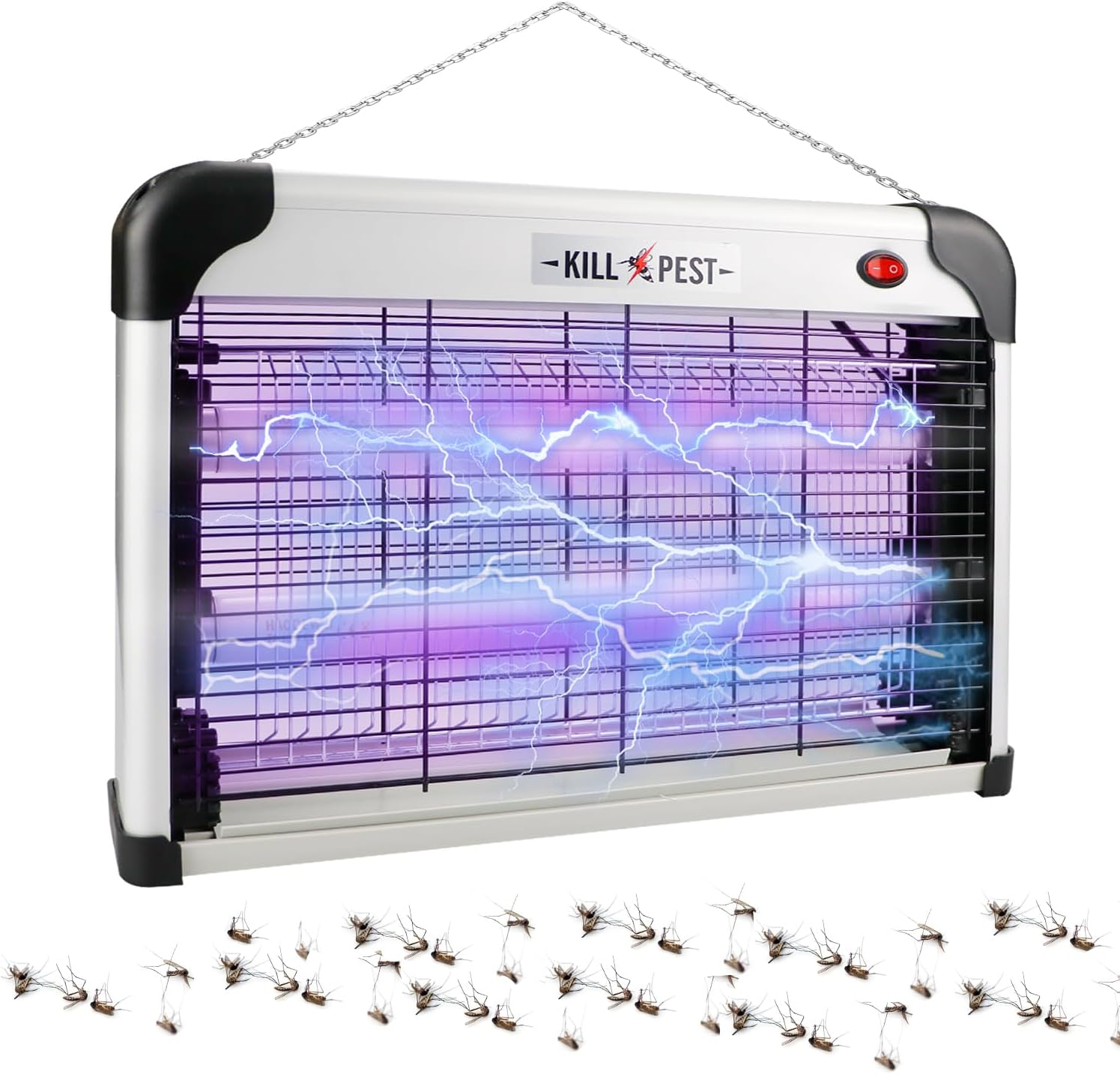 Electric Bug Zapper, 20W Mosquito Zapper Indoor Outdoor, UV Glass Tube Bug Zapper, Flying Insect Killer, Mosquito Killer with Protective Grid, Hanging Insect Trap for Moth, Fly, Insect image number 2