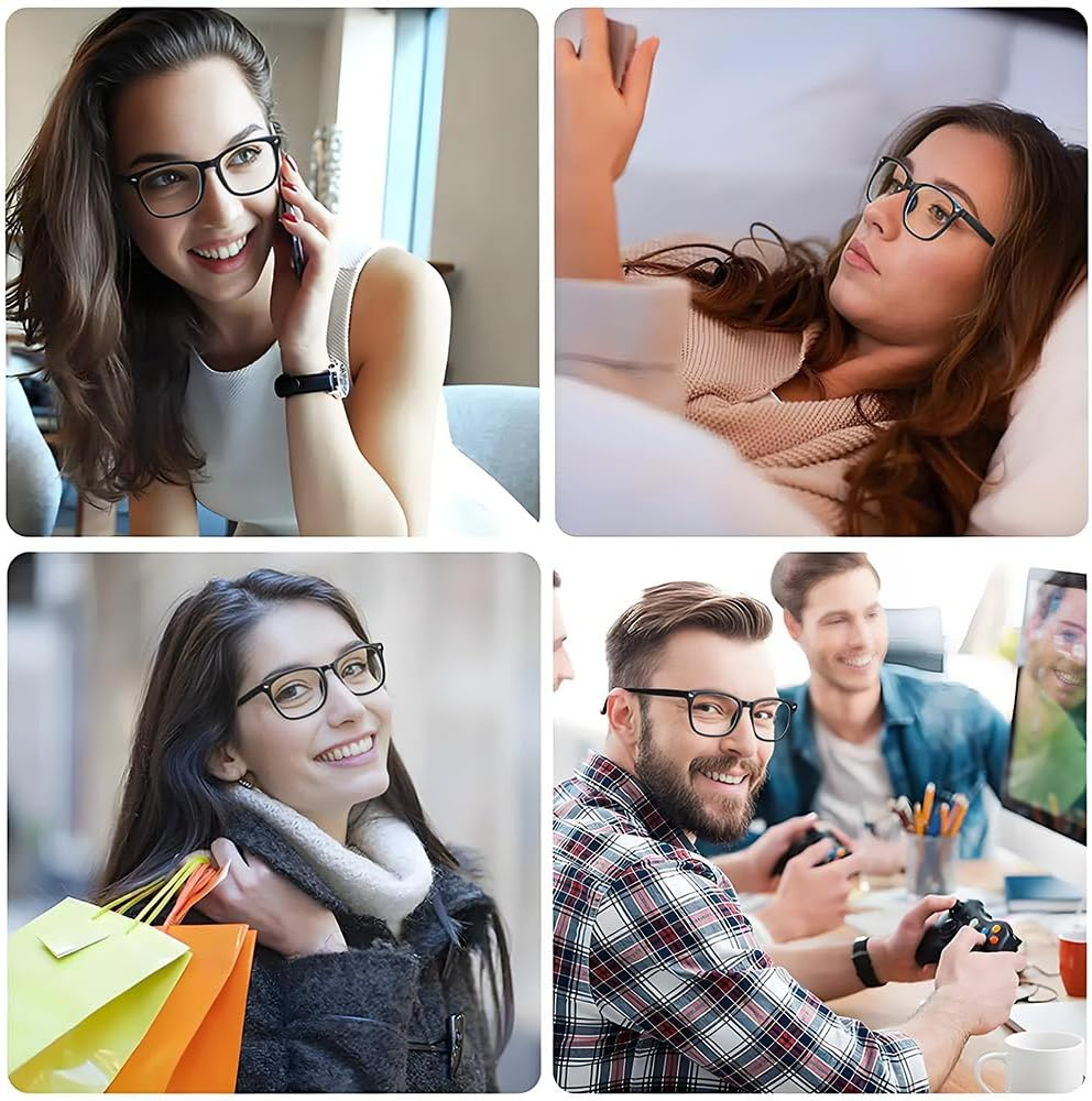 QISANKEE Blue Light Blocking Glasses for Woman/Men, Fashion Square Fake Eyeglasses with Clear Lens, Computer Reading/Gaming/Tv/Phones Glasses(Black) image number 5
