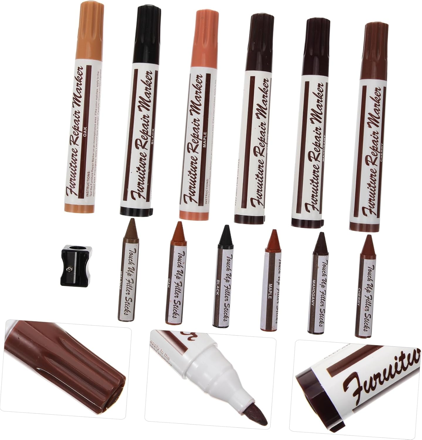 CLISPEED 1Set Multi-Use Furniture Repair Markers Pens for Wood Floors Furniture and Cabinets Quick-Drying Strong Coverage Easy to Use for Home Repairs image number 5
