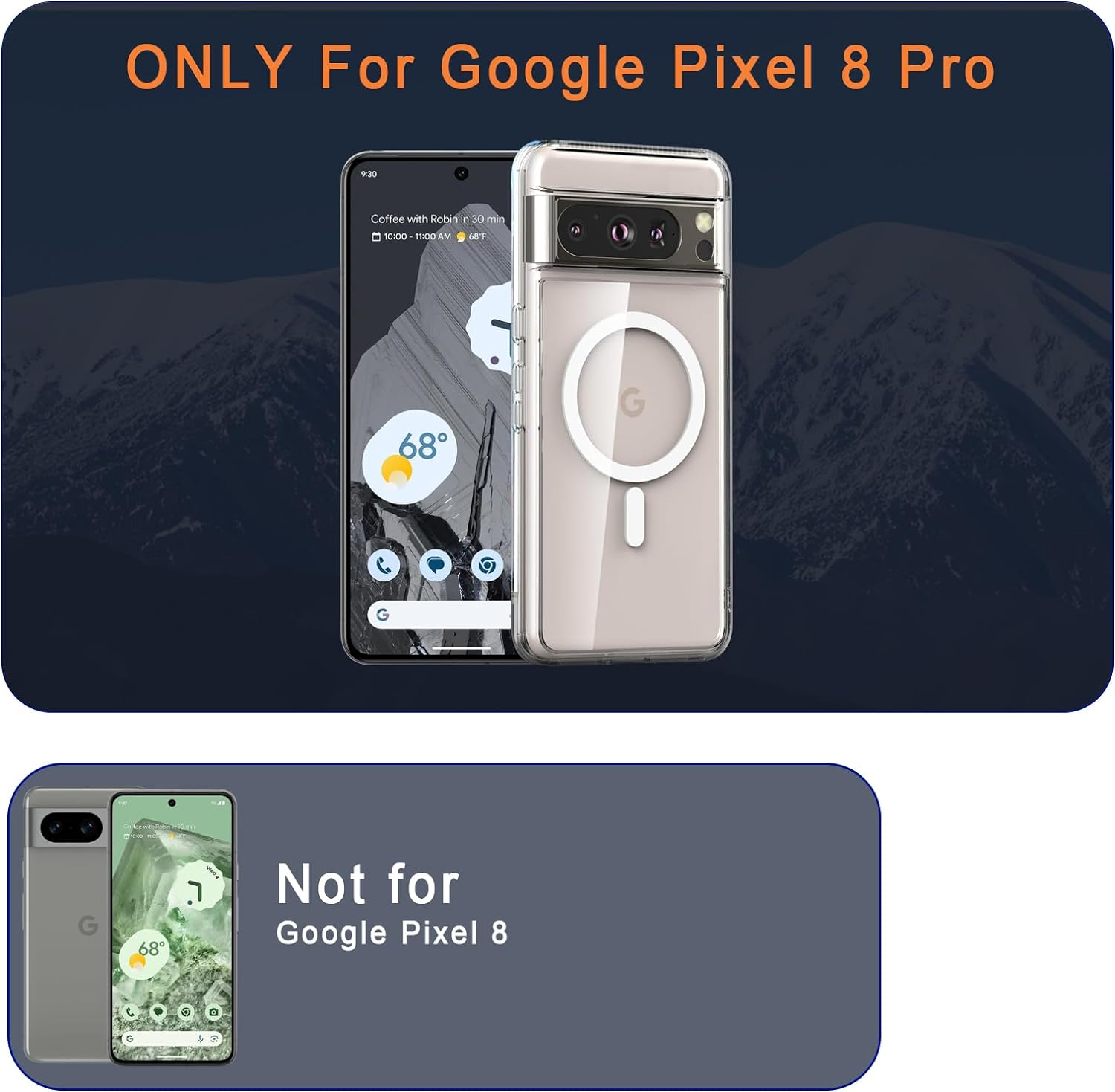 For Google Pixel 8 Pro Case Clear with Magnetic - Non-Yellowing Shock Absorption Anti-Fingerprint Scratch Resistant Cover Case Phone Case for Google Pixel 8 Pro 6.7 Inch 5G Crystal Clear image number 5