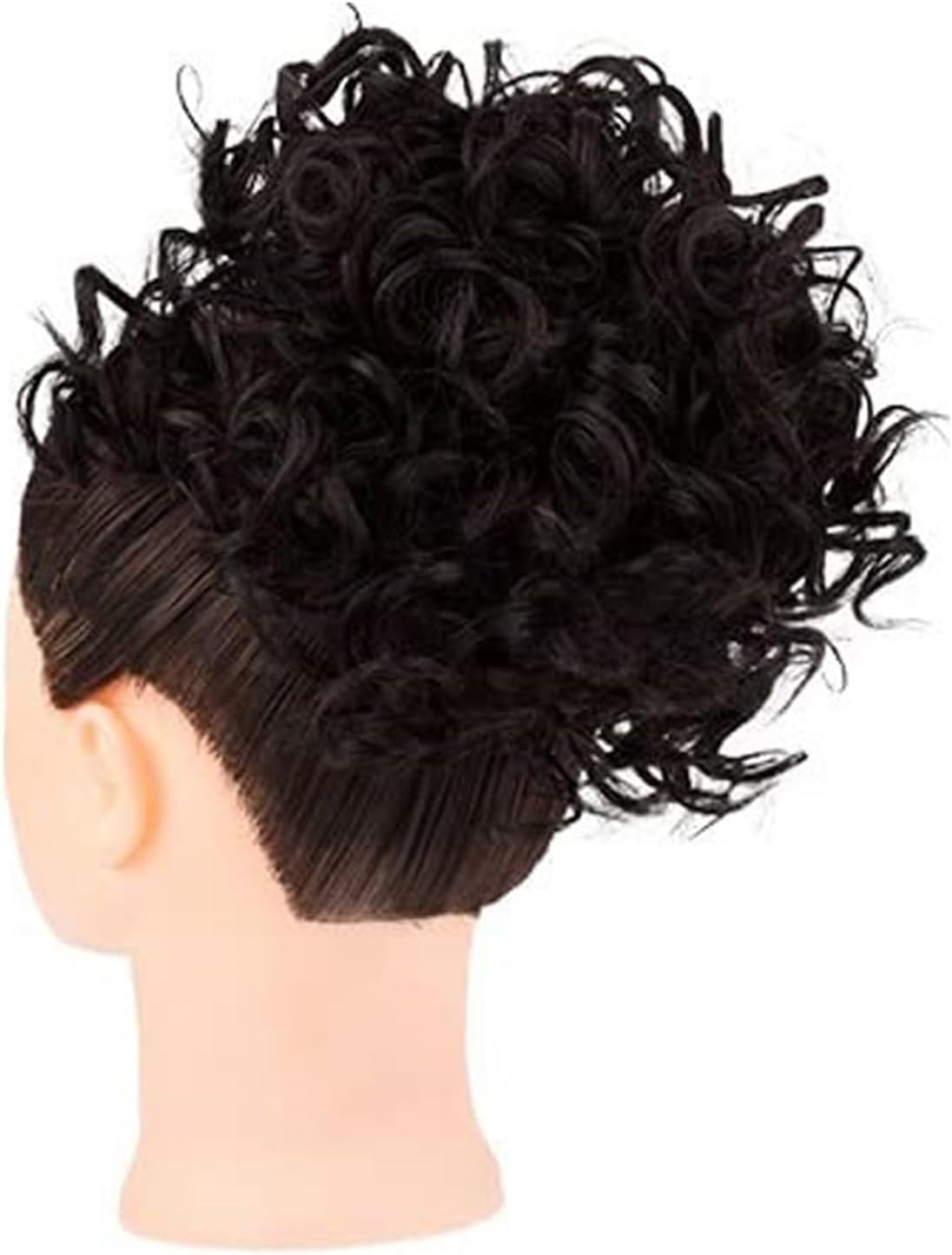 Women'S Curly Hair Bun Wigs Messy Ponytail Hair Wrap Synthetic Hair Extension Drawstring Hair Bands (Black)