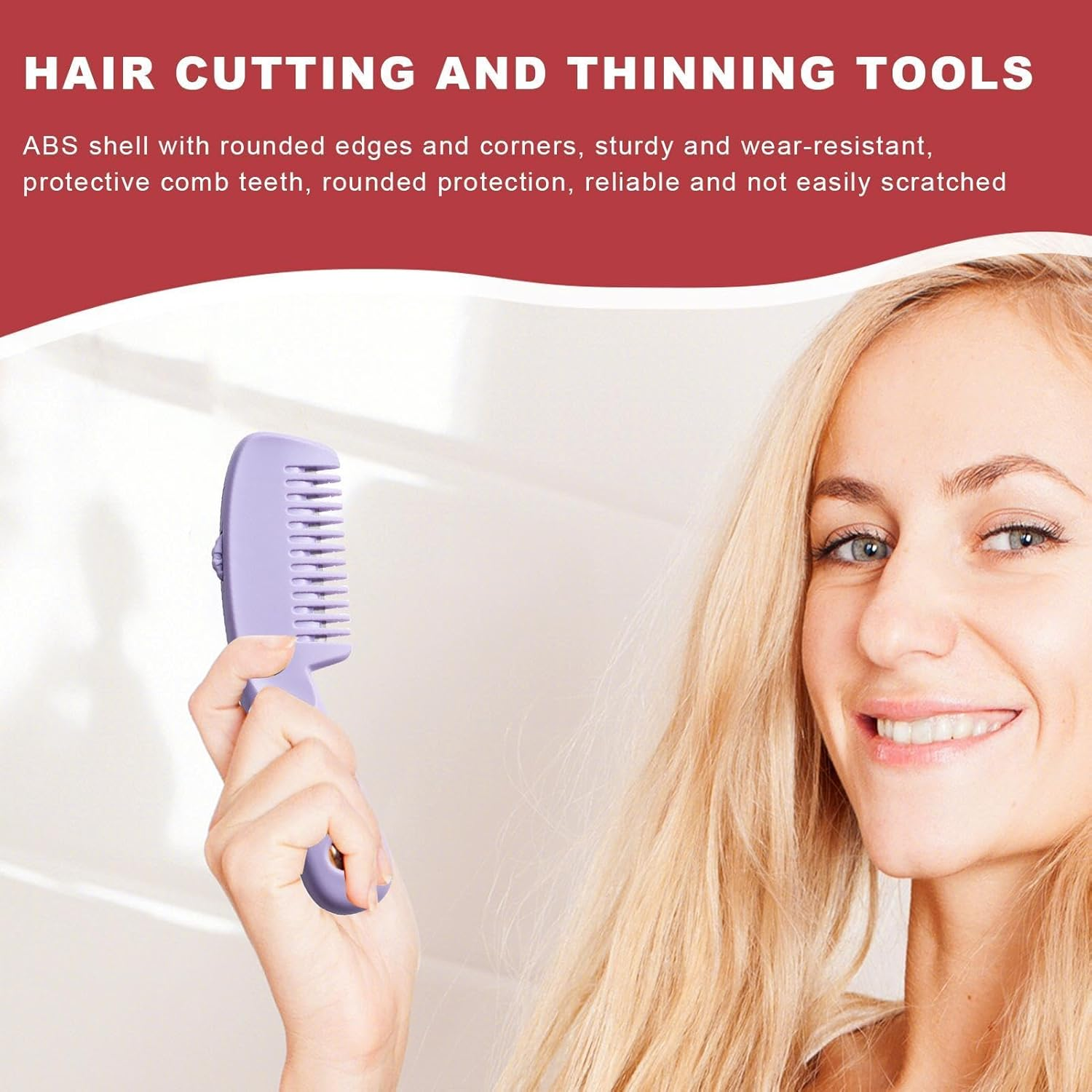 Tuxuseo Hair Thinning Comb, Hair Cutting Comb, Multifunctional Texturising Hair Cutting Thinning Comb, Pony Trimmer, Portable Women Styling Accessories for Smooth Look for Families image number 6