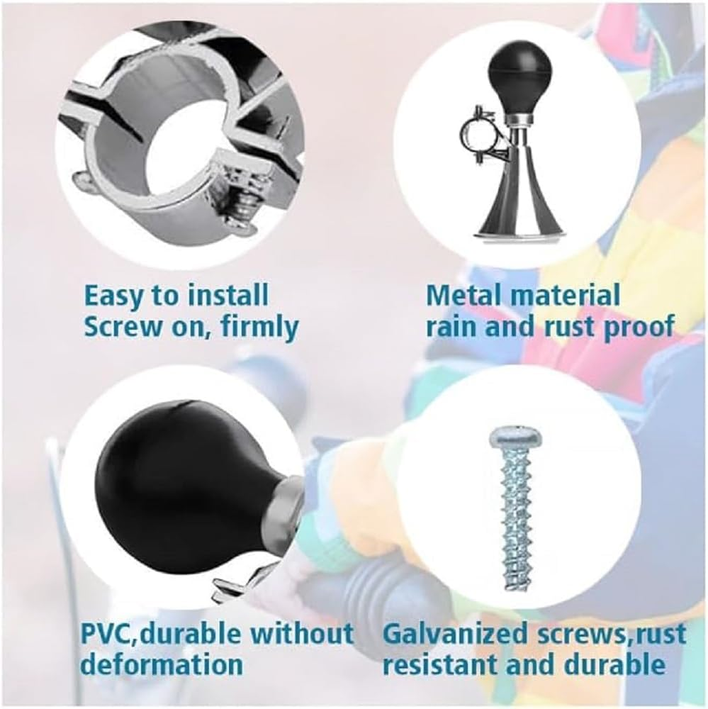 Bicycle Bell, Kids Children Bicycle Scoote, Cycling Air Squeeze Honking Horn, Handlebars Squeeze Bulb Loudspeaker, Bicycle General Accessories, Bicycle Hooter, Bike Bugle image number 6