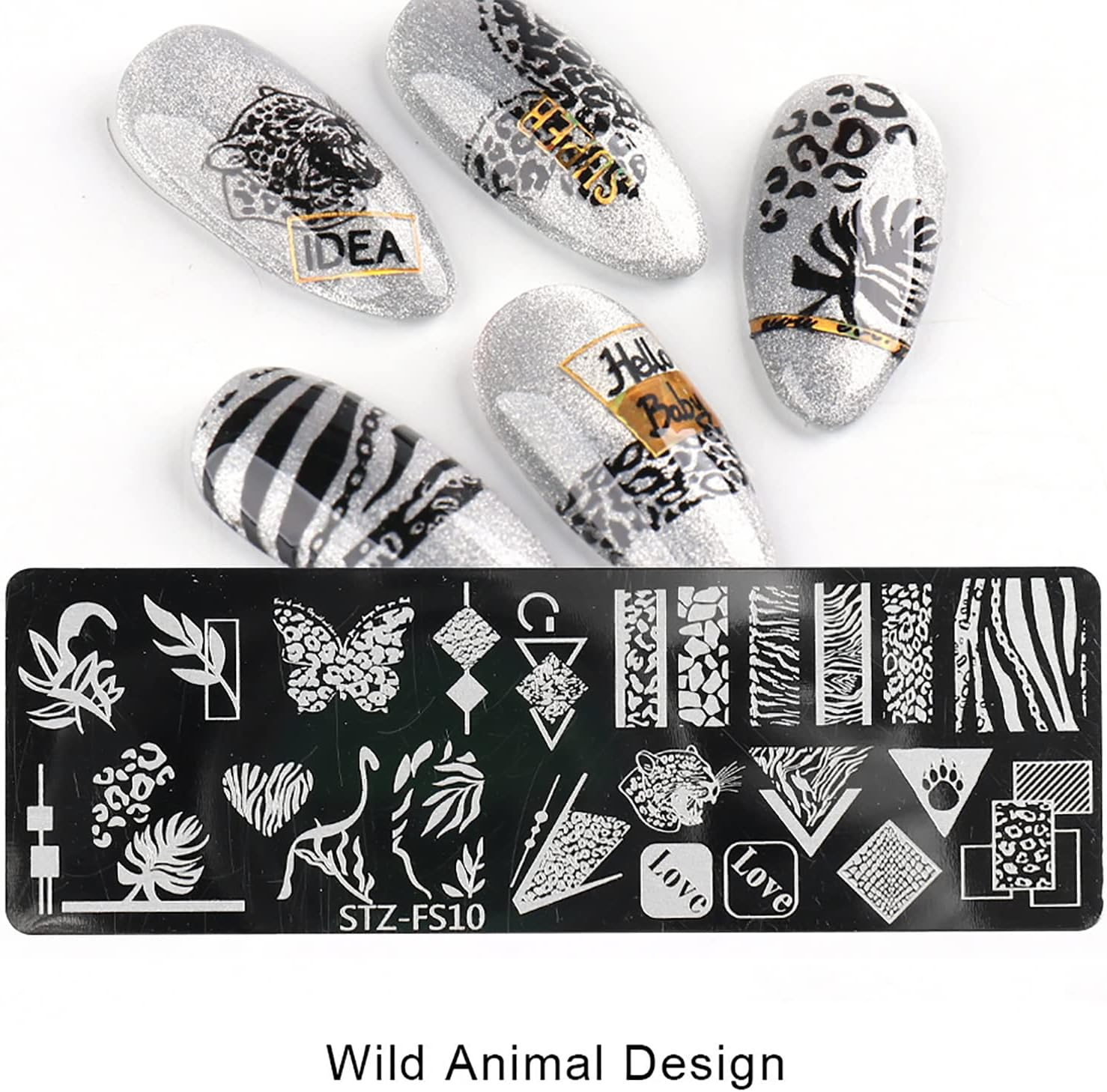 DANNEASY 6 Pieces Nail Stamping Plate Snake Flower Leaf Nail Stamps Abstract Nail Stencils Stamping Plates for Nails Manicure Template Nail Art Tools DIY Nails Accessories (Stylish Series) image number 6