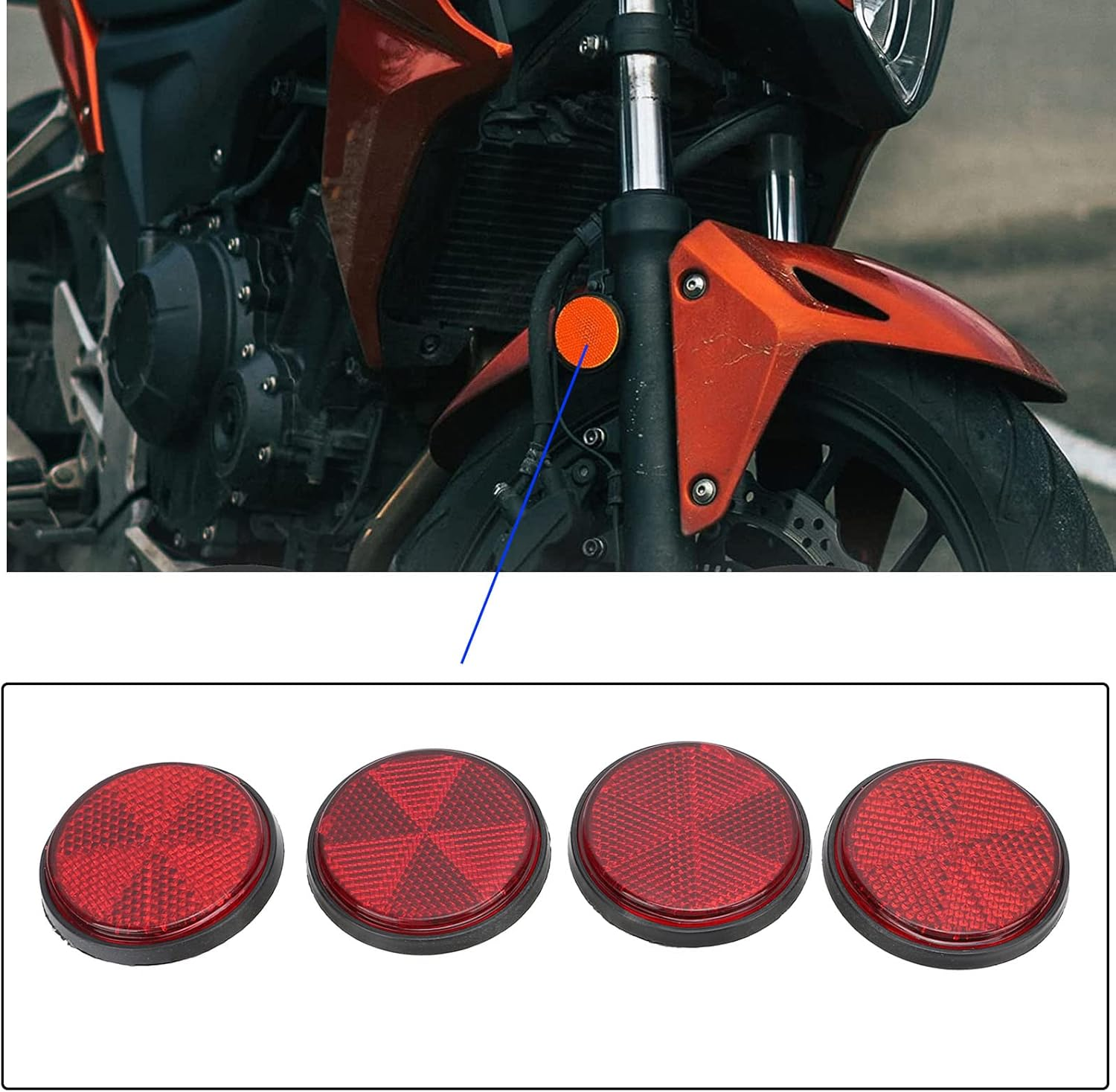 4Pcs 2 Inch round Warning Reflectors in Red for Bikes, Semi-Trucks, Trailers, Boats, Horse Trailers, Scooter, ATV - Motorcycle round Bike Safety,Other Accessories image number 4