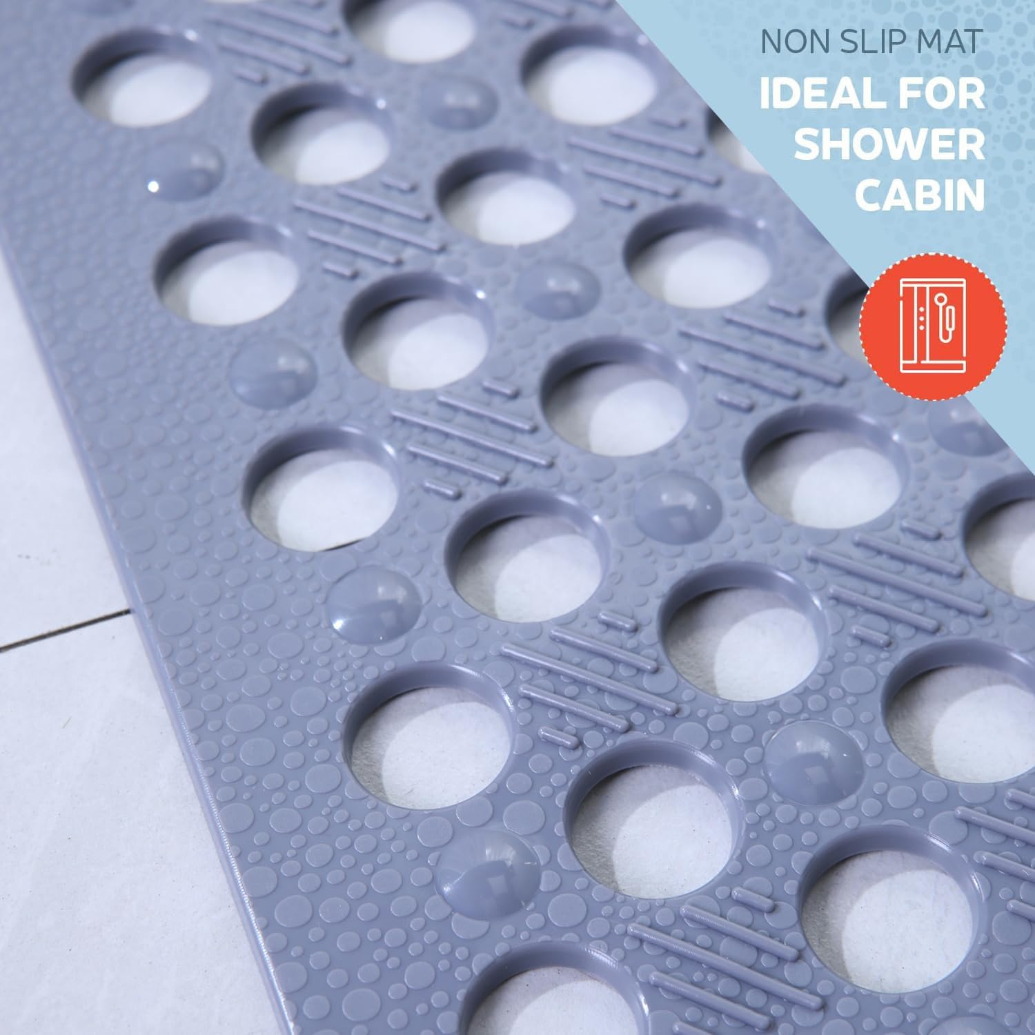 Mumoo Bear 75X43Cm Nonslip Bath Tub Shower Mat with Suction Cups, Extra Soft TPE Bath Mat for Kids, Bathtub Bathroom Mats, Machine Washable, Smooth/Non-Textured Tubs Only-Grey image number 5