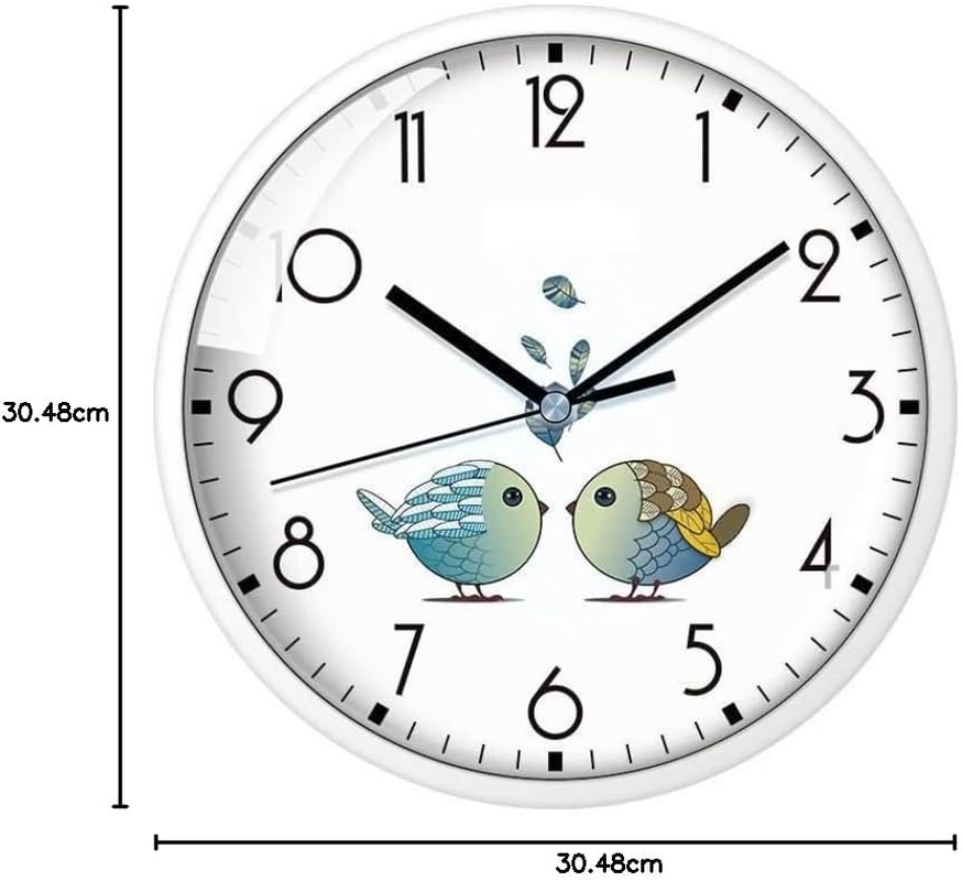 12 Inch round Wall Clock Silent & Non-Ticking Retro Wall Clock Operated for Living Room Bedroom Kitchen Children Room(30 Cm 12 Inch), White image number 4