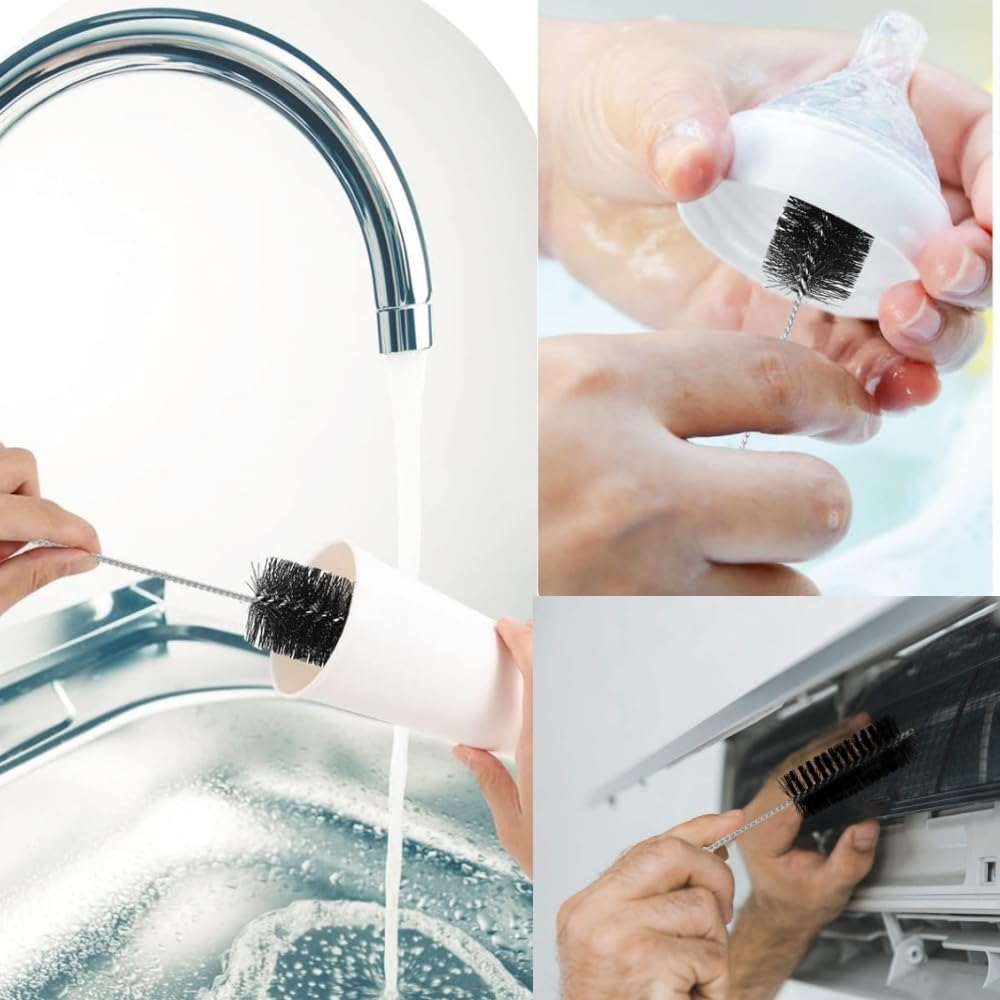 Cleaning Brushes 10 Variable Sizes, Reusable Straw & Bottle Brushes, Small Pipe Cleaner, Black image number 3