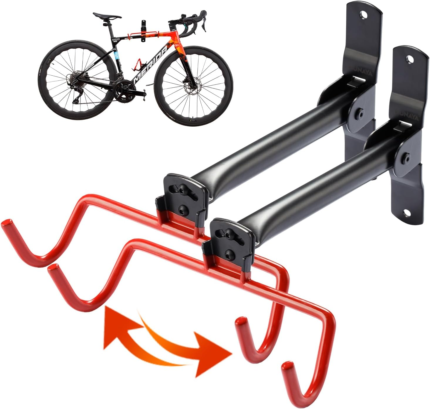 Bike Hanger Wall Mount Bike Hook Horizontal Foldable Bicycle Holder Garage Bike Storage Bicycle Hoist Heavy Duty Screws image number 5