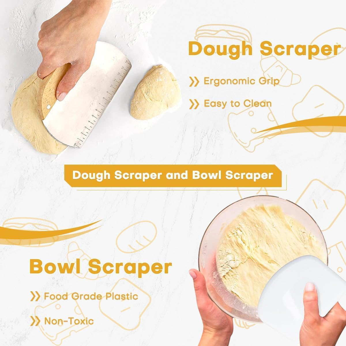 Sourdough Starter Kit, Sourdough Bread Baking Supplies with 2 Bread Proofing Baskets for Sourdough, 36Oz Sourdough Starter Jar, Bread Lame, Dough Scraper, Dough Whisk & Silicone Bread Sling image number 1
