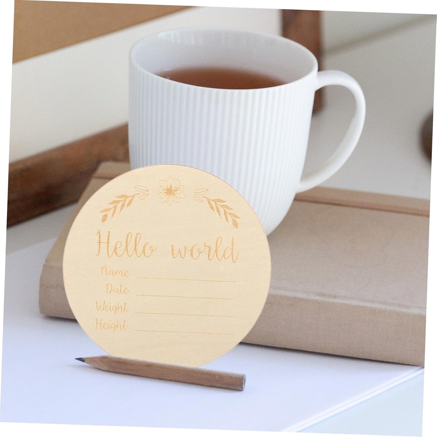 VILLFUL 14Pcs Wooden Monthly Milestone Cards Photo Props Lightweight Newborn Shower Signs for First Year Growth Tracking image number 1