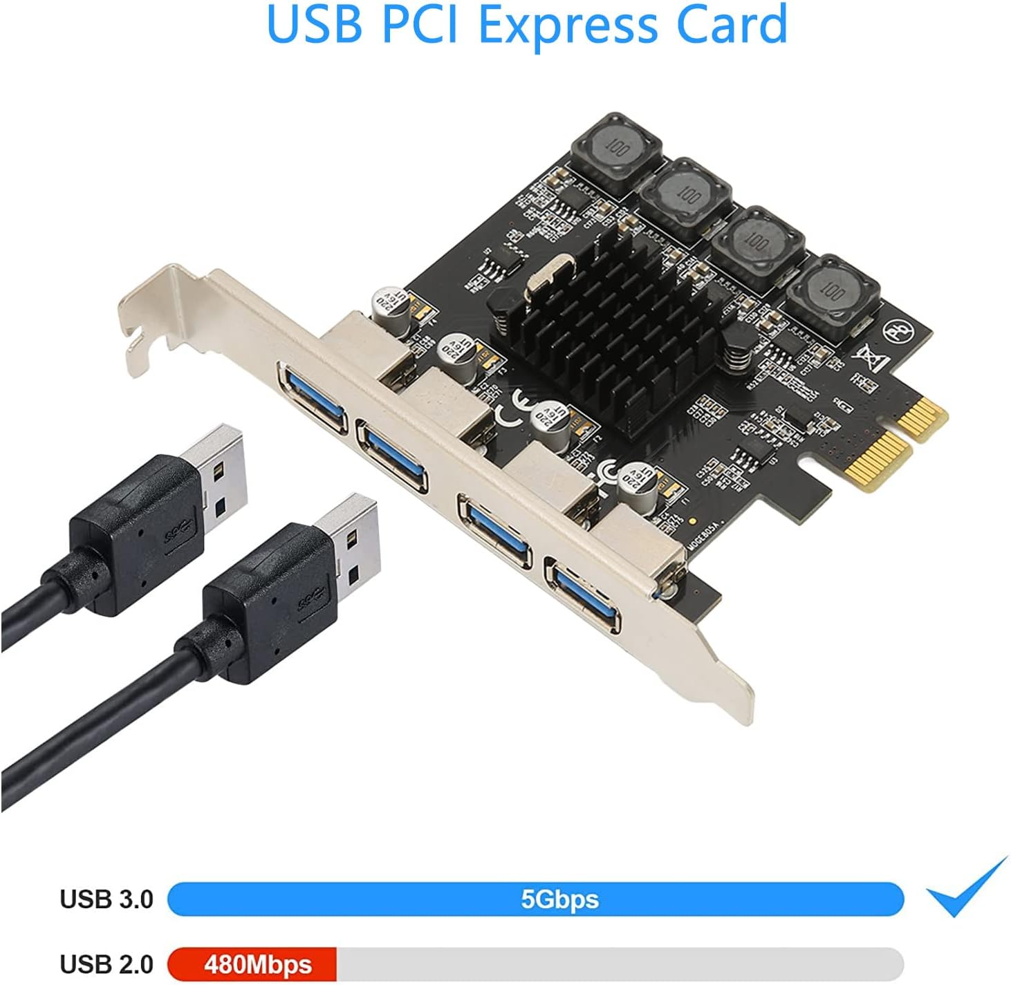 Dpofirs PCIE to USB3.0 4 Port Expansion Card, 4 X USB3.0, PCI Express USB Add in Card, PCI Express Expansion Card USB Card for 11 10 8 7 XP (32/64 Bit), Linux image number 3