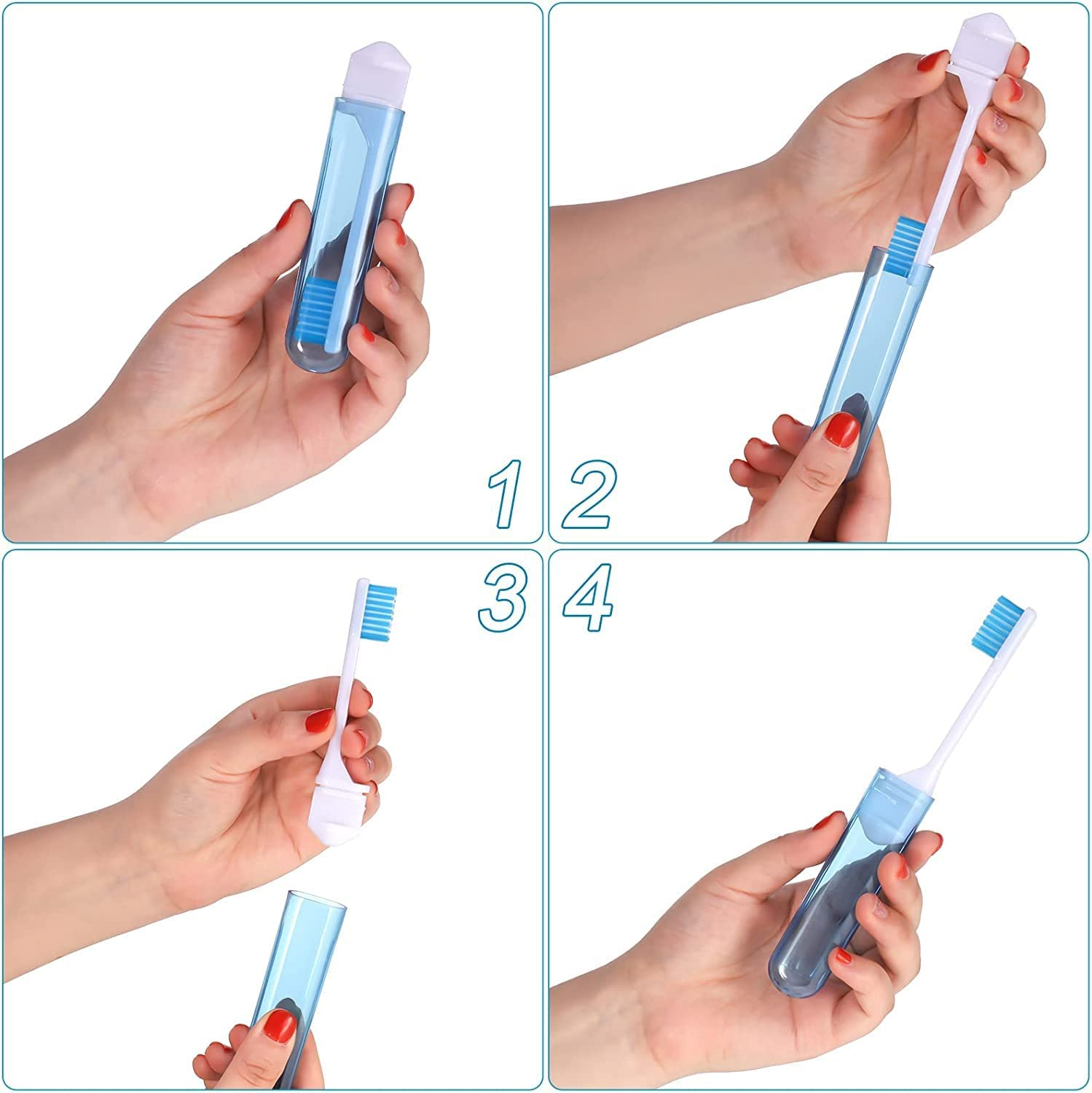 Folding Soft Bristles Toothbrush, 6Pcs Foldable Toothbrush for Travel & Camping, Portable with Box image number 1