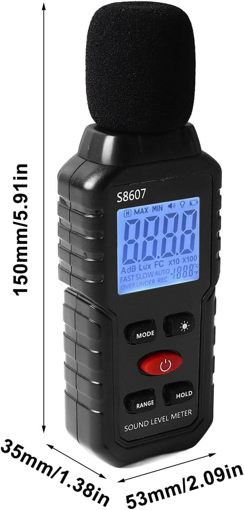 Decibel Meter, Digital Sound Level Meter with 30 to 130 DBA Range, Data Hold, Backlit LCD Display, Portable SPL Meter S8607, Sensitive and Accurate, for Classroom and Workshop image number 3