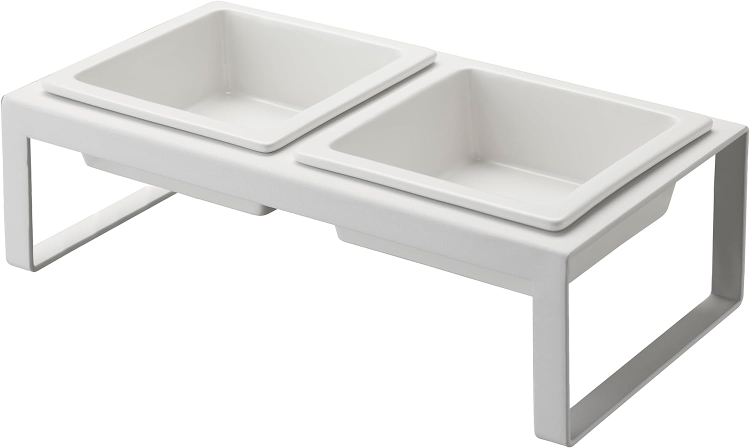 Yamazaki Home Pet Food Bowl Steel and Ceramic Pet Food Stand White image number 6