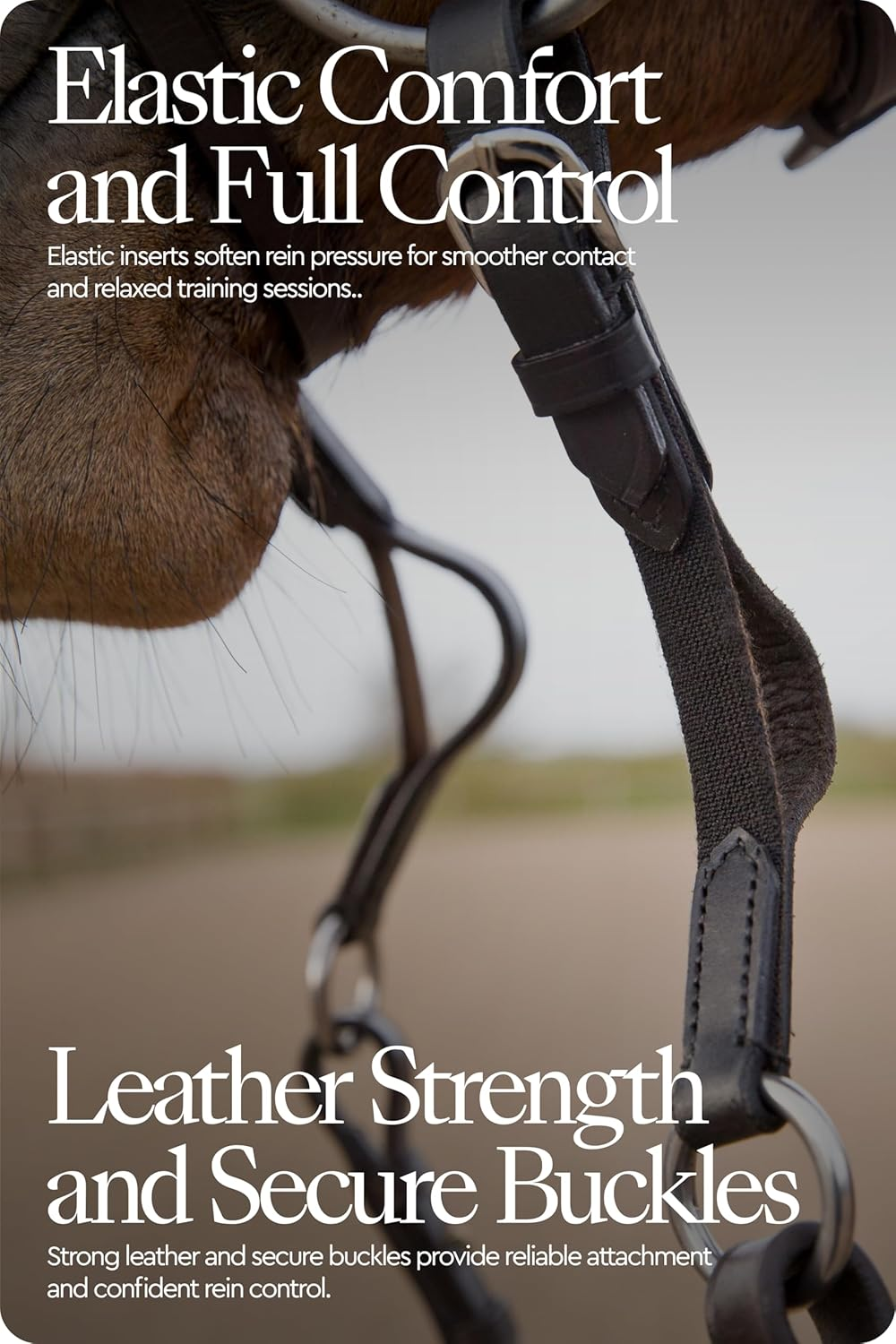 HORZE Soft Elastic Horse Rein-Aid Inserts | Rein Extensions to Improve Horseback Riding Contact