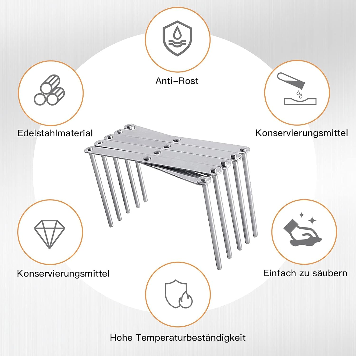 2-Pack BBQ Rib Holder Grill - Foldable Stainless Steel Grill Grate for Gas/Charcoal Grills | Rust-Proof Grill Accessories for Lamb, Pork Ribs, Sunday Bbqs & Camping Parties image number 6