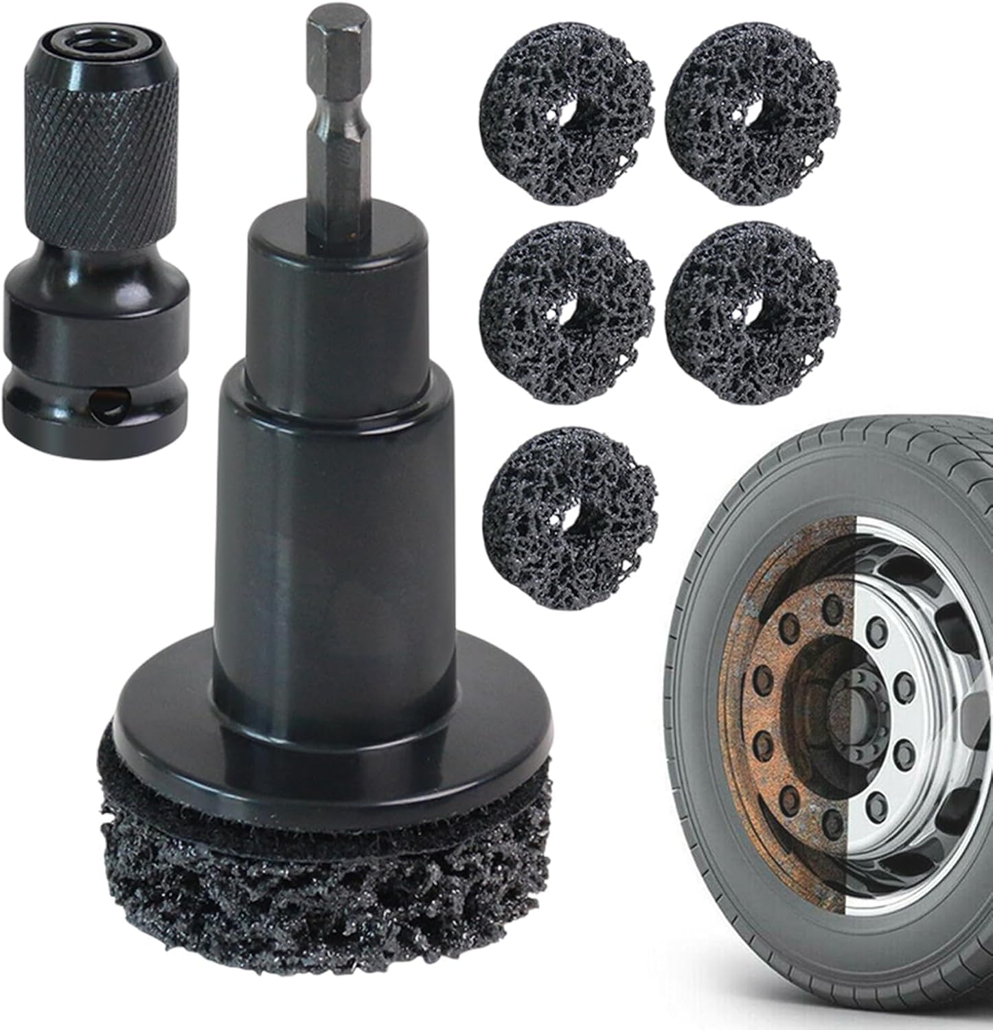 Polishing Maintenance Automotive Tool, Stud Removal Tool Wheel Hub Resurfacing Kit, Portable Rust Remover Cleaner Kit Polishing Maintenance Automotive Kit for 1/2 Inches Wrenches image number 4