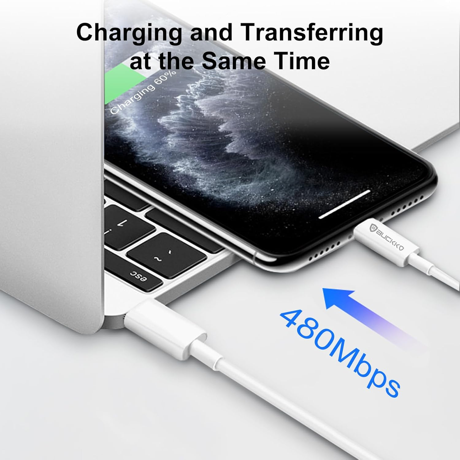 Buckko 1M 100Cm USB-C to USB-L Charge Cable Connector for Iphone 14 13 12 11 X XR 8 7 6 Pro/Pro Max plus Series, Ipad, Synchronize and Charging Cable Compatible with Lightning image number 1