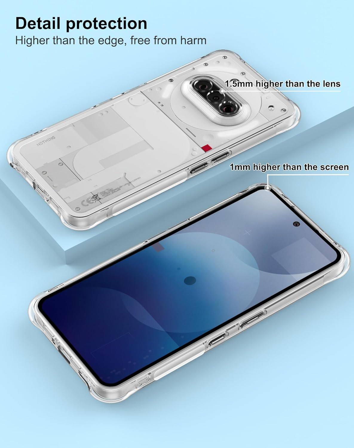 Foluu Crystal Clear Case for Nothing Phone (3A) - Slim Fit Scratch Resistant TPU Silicone Reinforced Corners Protective Cover for Nothing Phone (3A) 2025 image number 4