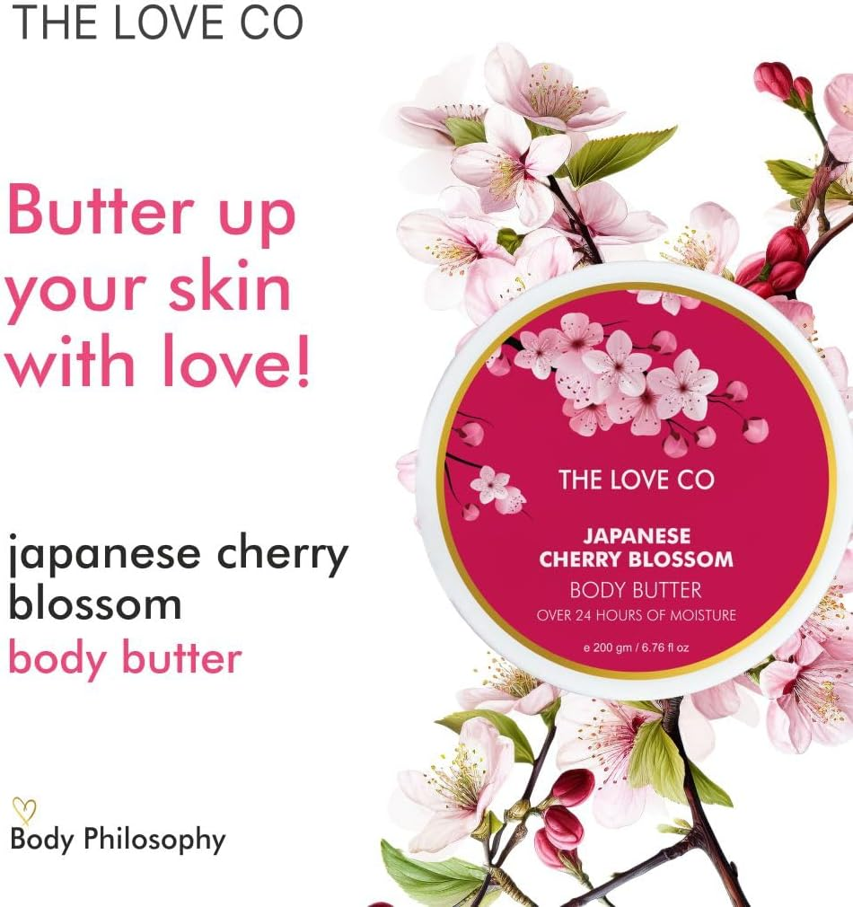THE LOVE CO. Body Butter for Dry Skin 200Ml - 72 Hour Intense Hydrating Body Butter for Women| Japanese Cherry Blossom| Cocoa Butter Body Lotion | Shea Butter Body Lotion image number 4