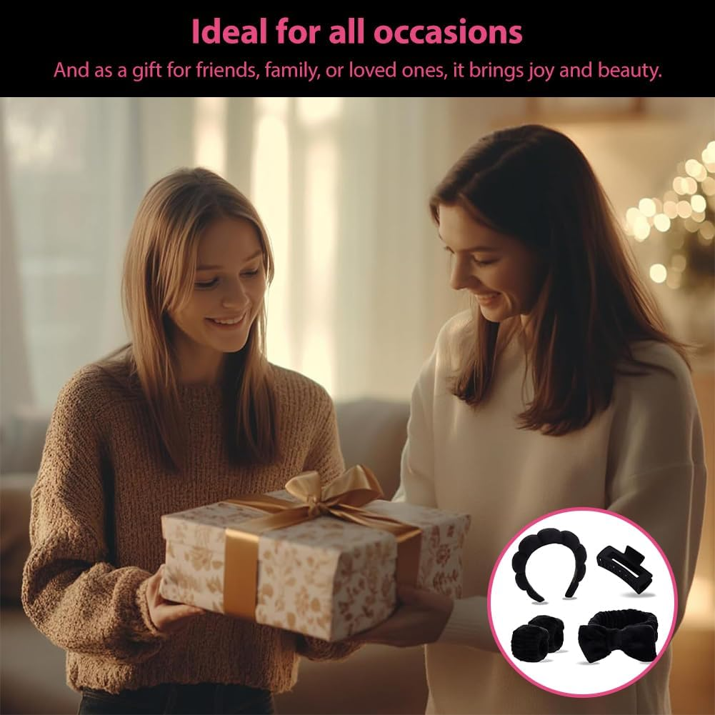 Women'S Spa Hair Set, 5 Pieces Puffed Sponge Make-Up Headband for Women and Girls, Household Essentials for Women, for Skin Care, Face Washing, Shower, Girls Household Items image number 3