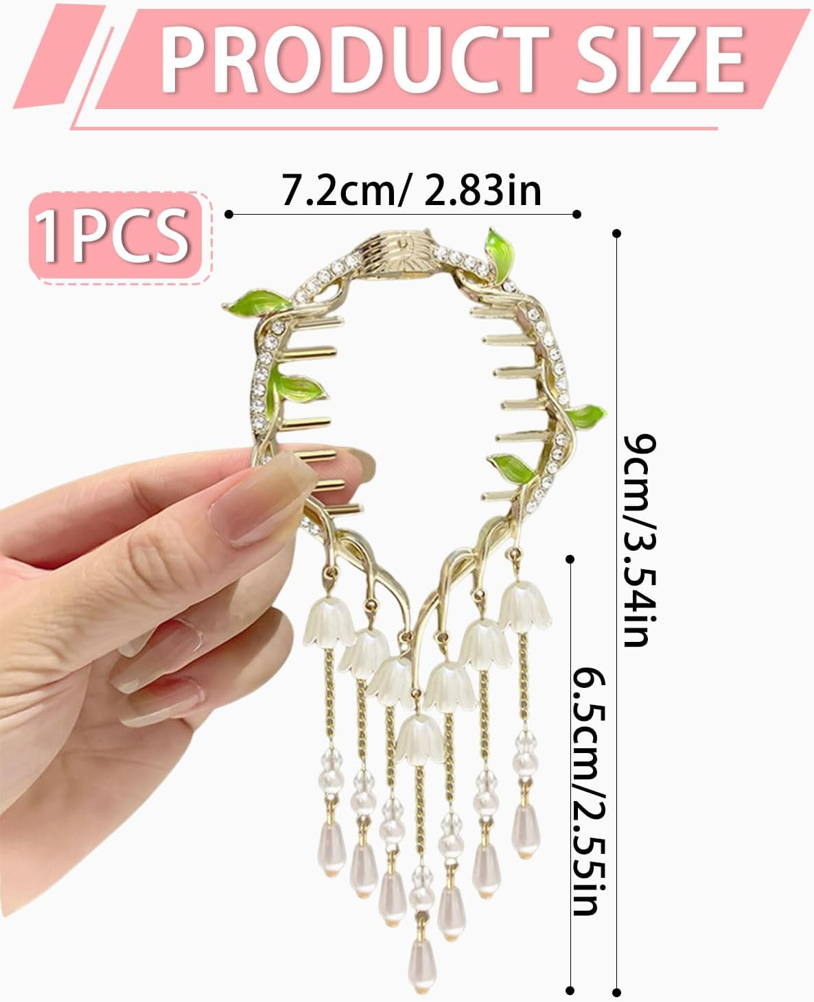 TPZORJX Women'S Hair Accessories, Hair Clip, Tassel Pill Hair Clips, Women'S Fashionable Elegant Hair Clip, Ponytail Buckle, Vintage Flowers, Beads, Hair Clips for Women, Girls, Hair Clip, Lily of The image number 3