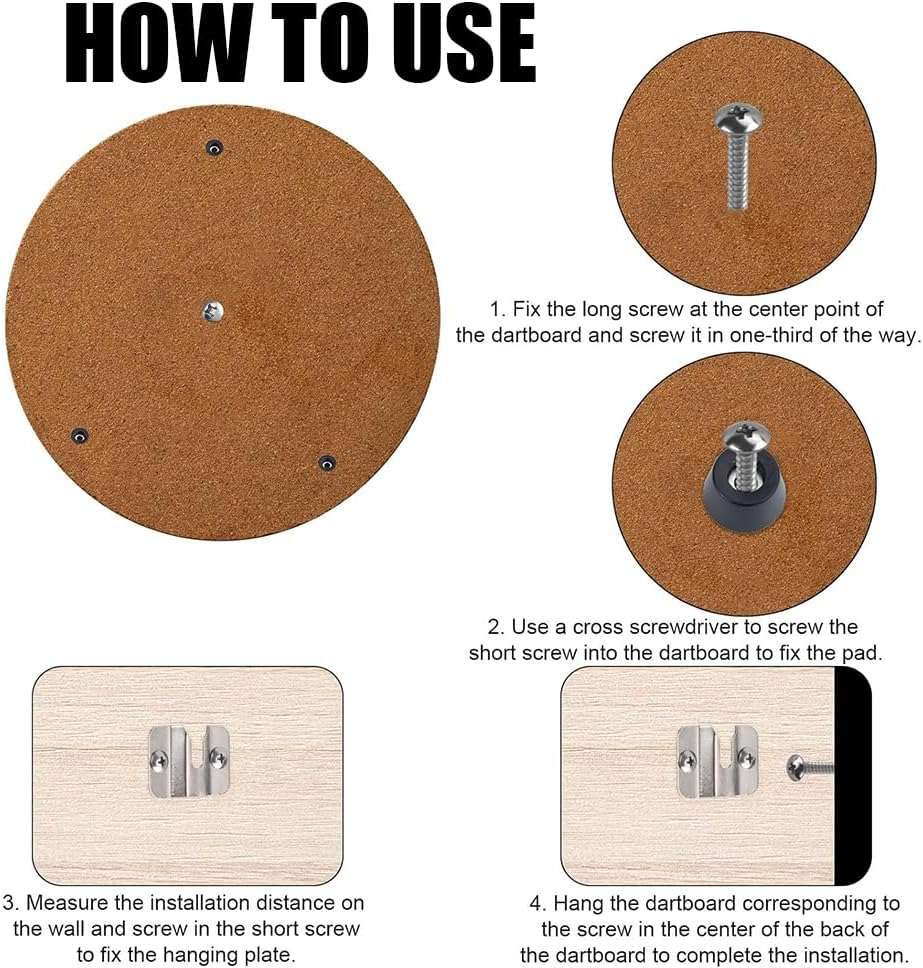 1 Set Dartboard Mounting Bracket Kit,Wall Mounting Kit with Hooks for Dartboard,Hanging Bracket Steel Dart Games, for Wall Closet Cushion Standard Dartboard image number 2