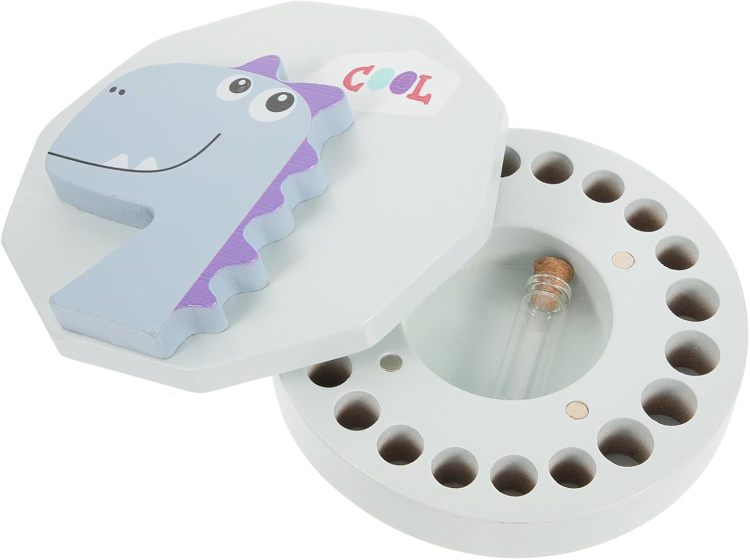 Box Wooden Tooth Keepsake Box for Cute Dinosaur Design Tooth Storage Case Present for Newborns image number 3