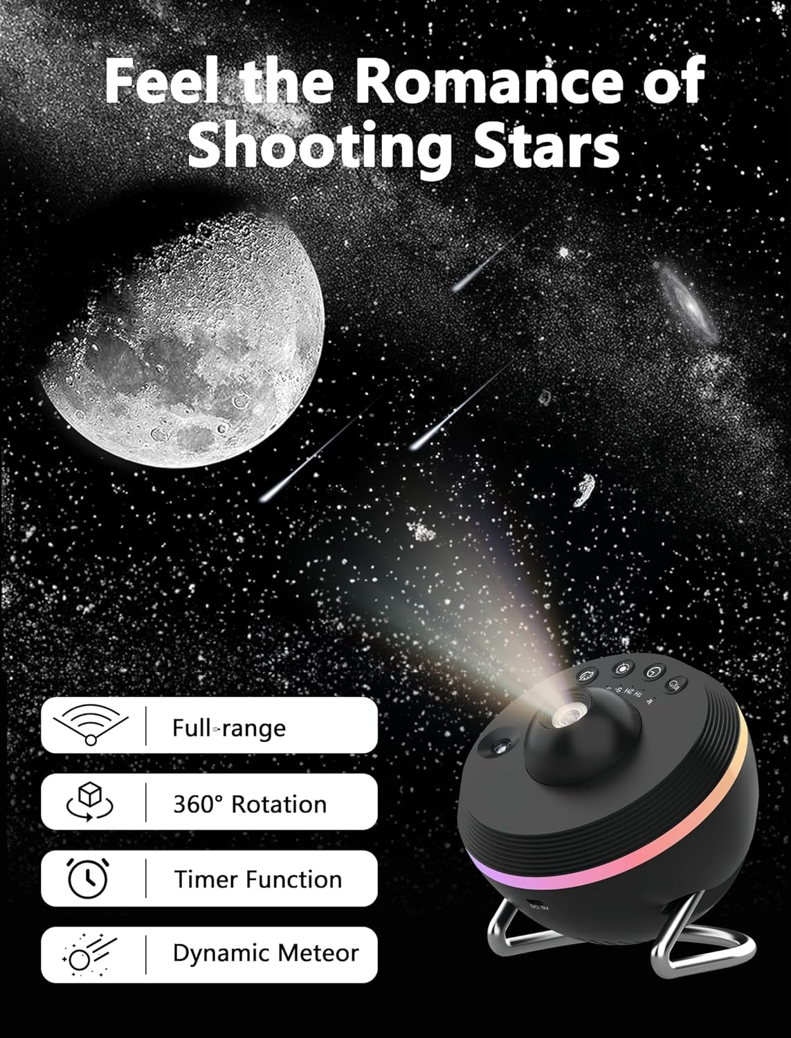 MERTTURM Planetarium Projector, 5K HD Galaxy Star Projector with Dynamic Meteor, 13 in 1 Space Solar System Ceiling Projector with Timer/Nebula/Moon/Rgb, for Adult Kid Gift Room Decor image number 6