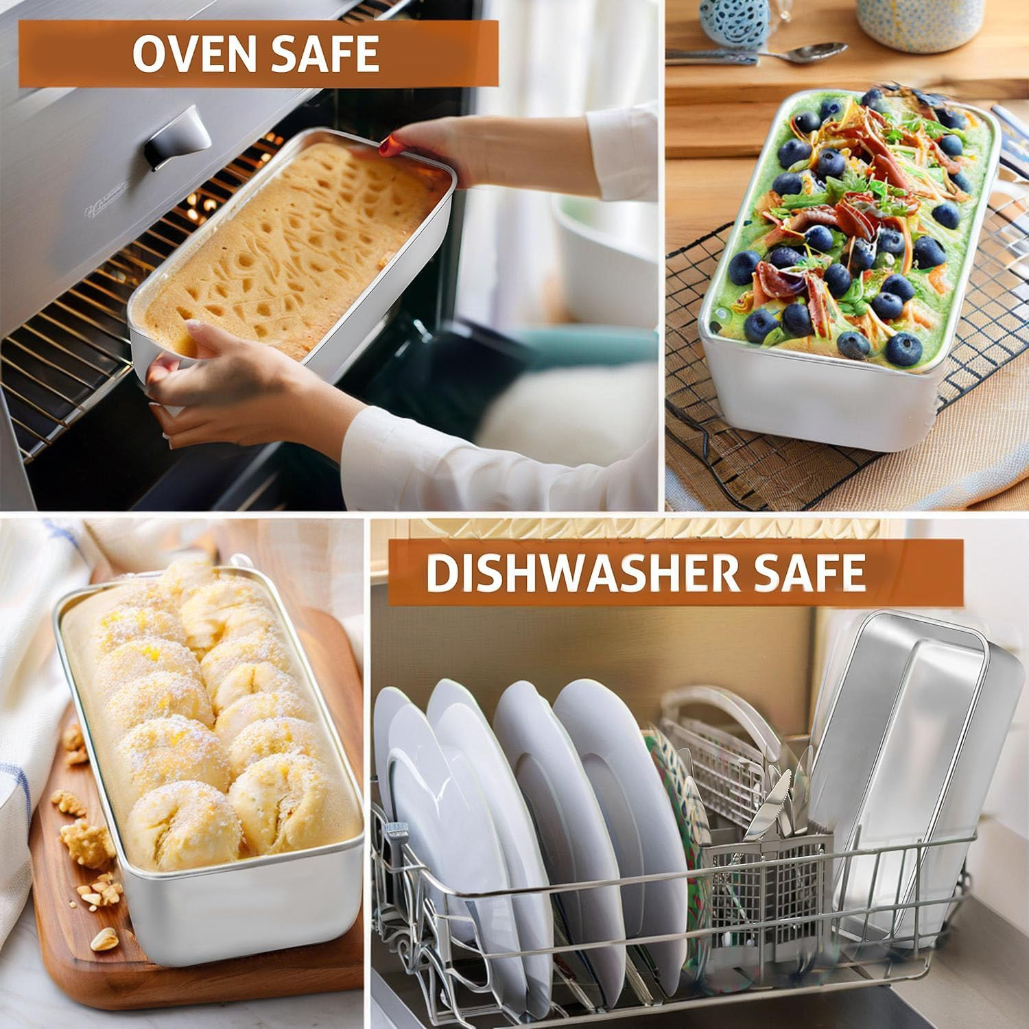 2Lb Stainless Steel Loaf Tin | Rust-Free, Non-Toxic | Perfect for Bread, Cake, Lasagna | Dishwasher Safe | 23.5X12.5X6.7Cm image number 2