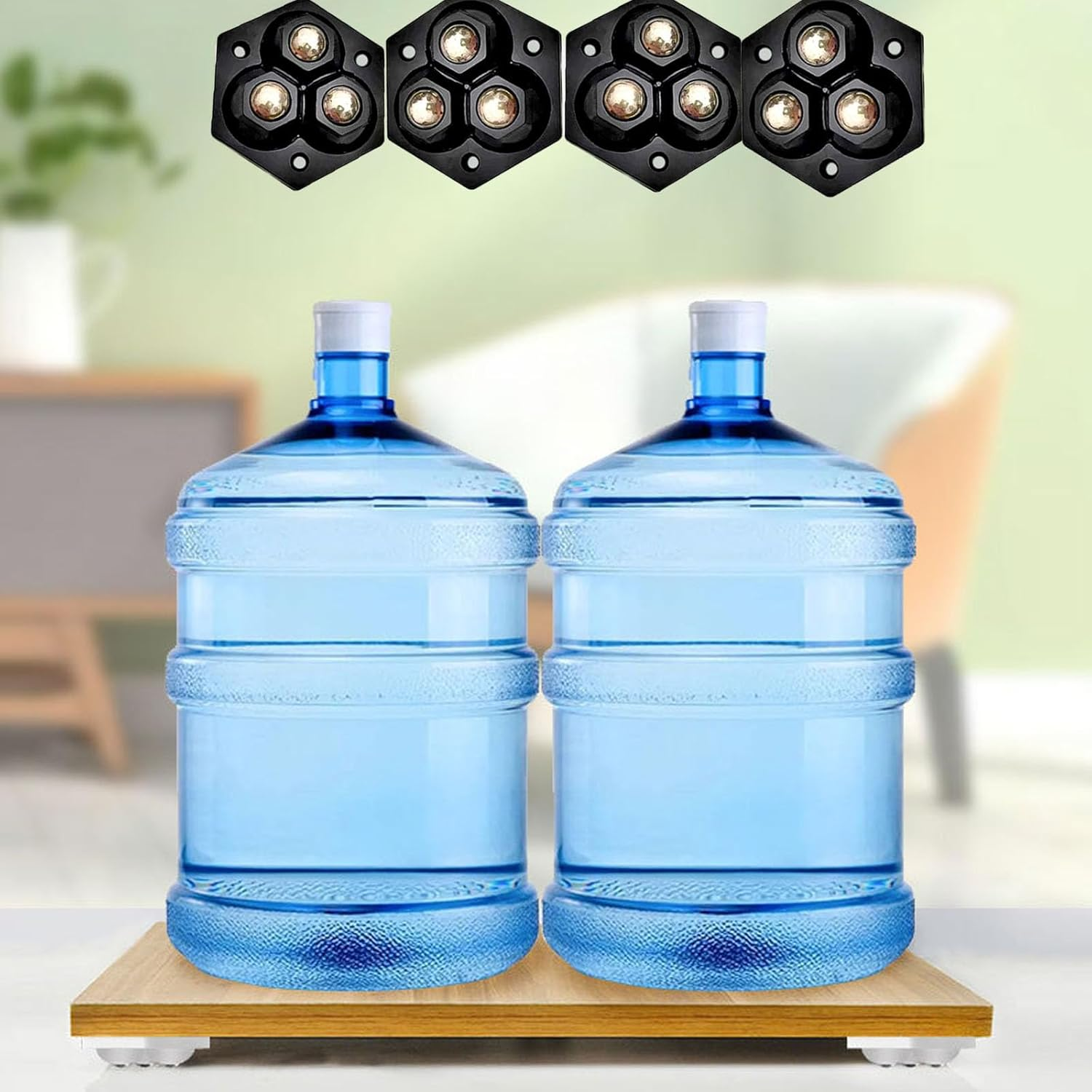 Mini Casters 12Pcs 360&deg;Rotation Self Adhesive Caster Wheels Pulley Wheel Rollers Stainless Steel Swivel Wheels for Kitchen Counter Trash Can Storage Box Furniture(Black) image number 6